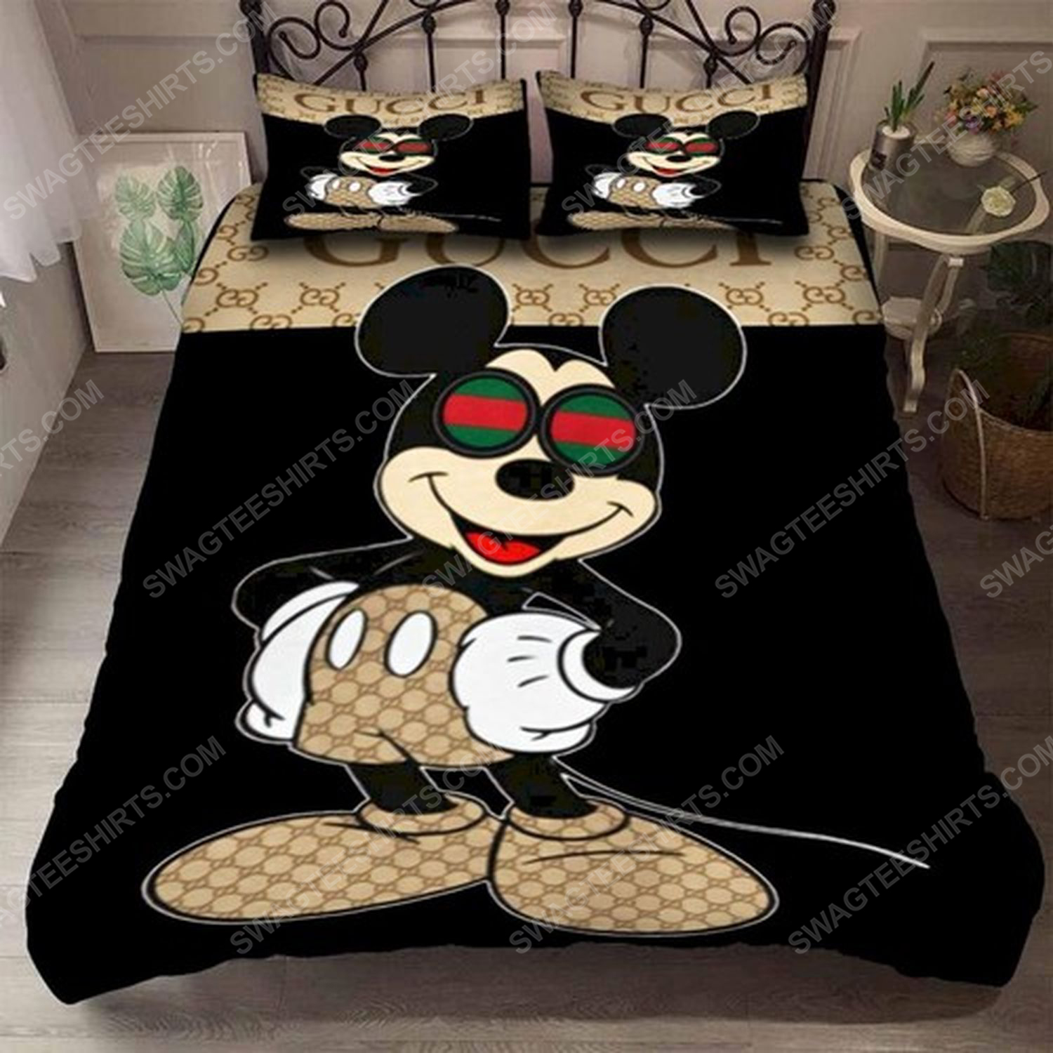 Gucci and mickey mouse full print duvet cover bedding set 2 - Copy