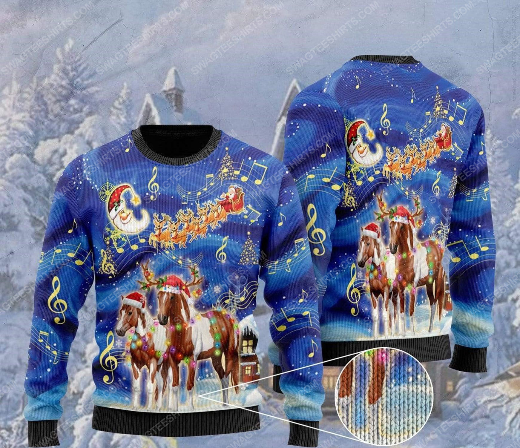 Horses christmas light all over print ugly christmas sweater 1 - Copy - Copy