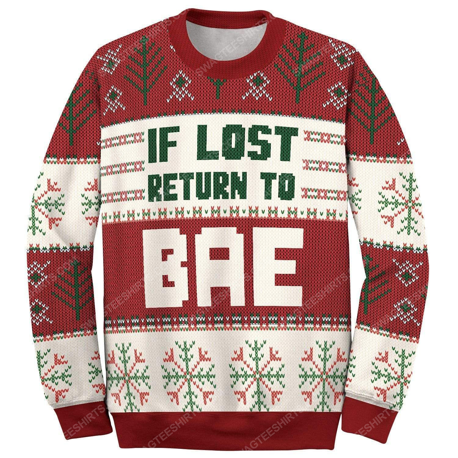 If lost return to bae all over print ugly christmas sweater 2 - Copy