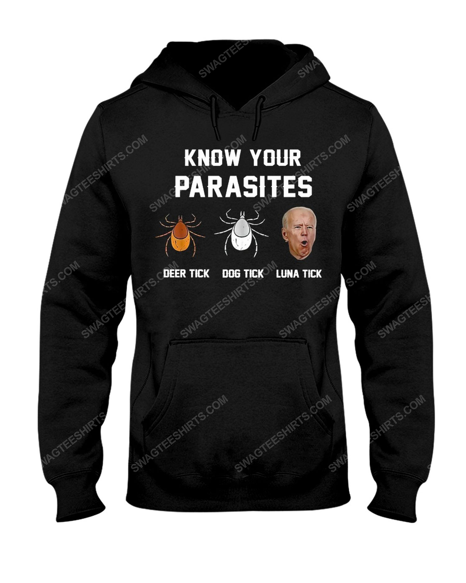 Joe biden know your parasites luna tick political hoodie