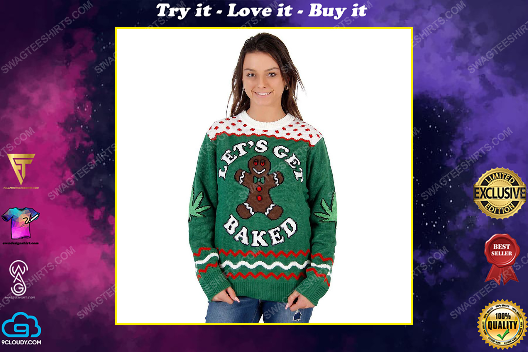 Let's get baked happy gingerbread ugly christmas sweater