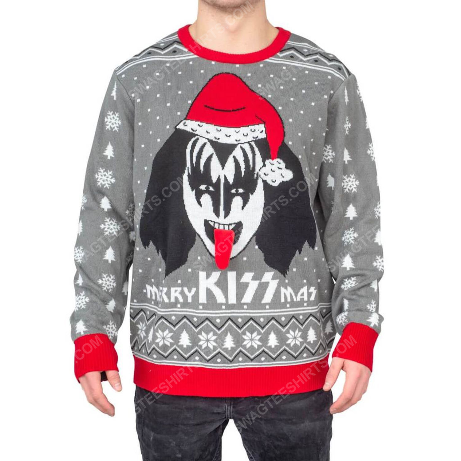 Merry kiss mas flappy kiss rock band full print ugly christmas sweater 2