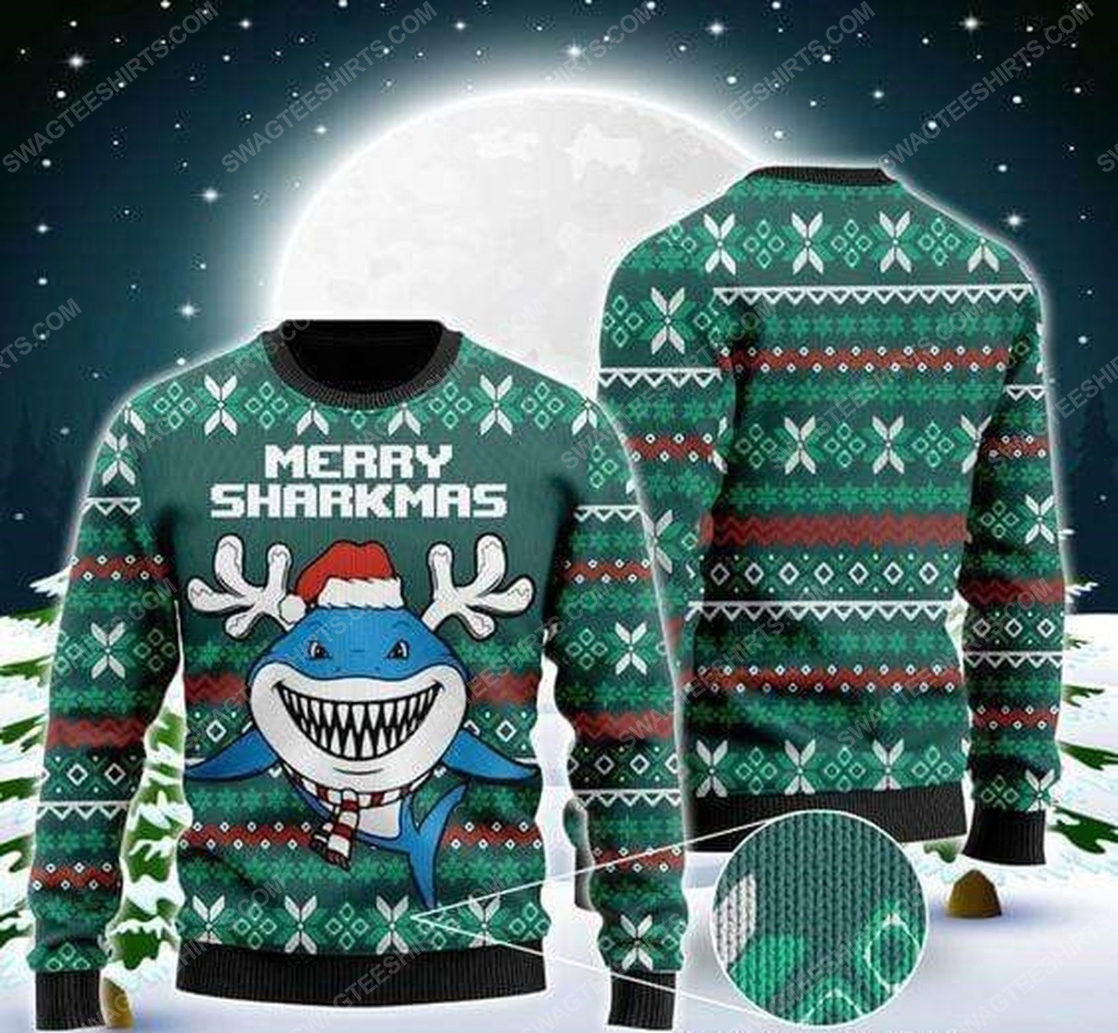 Merry sharkmas all over print ugly christmas sweater 1 - Copy - Copy