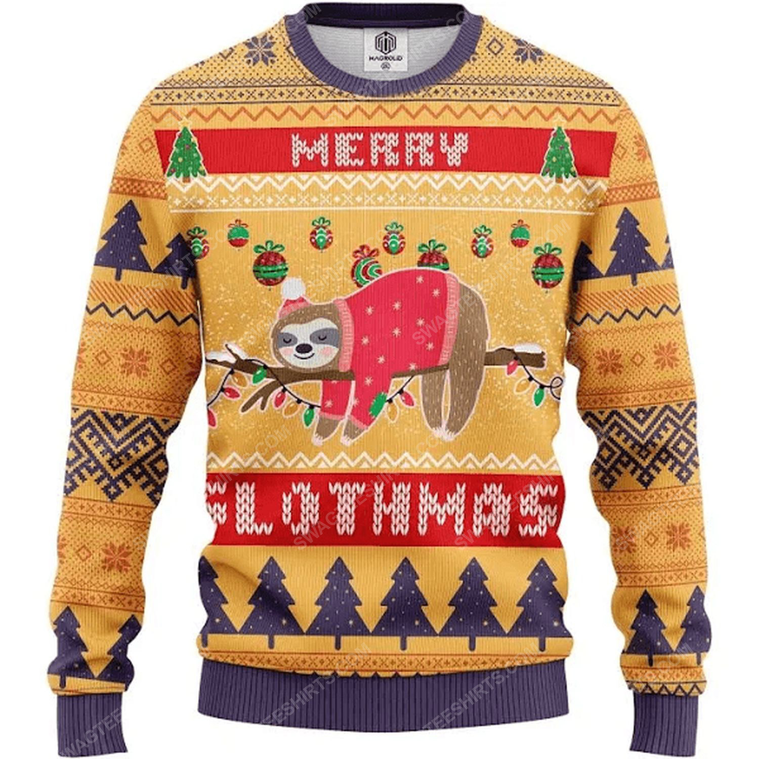 Merry slothmas all over print ugly christmas sweater 2 - Copy