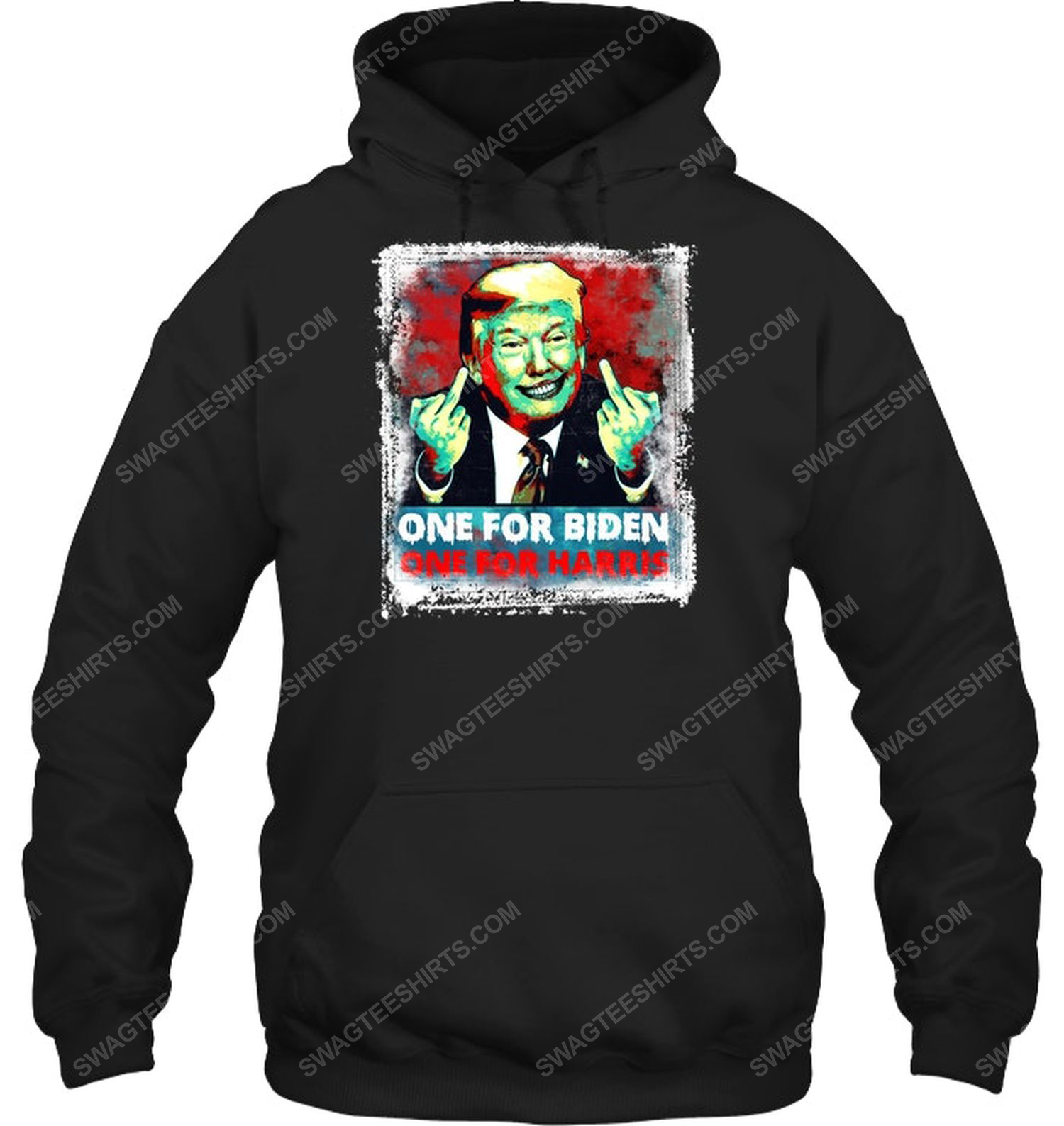 One for biden one for harris trump middle finger political hoodie
