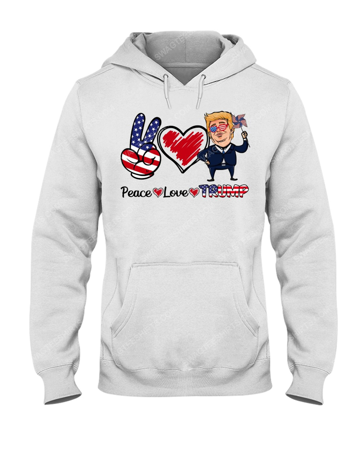 Peace love trump american flag political hoodie