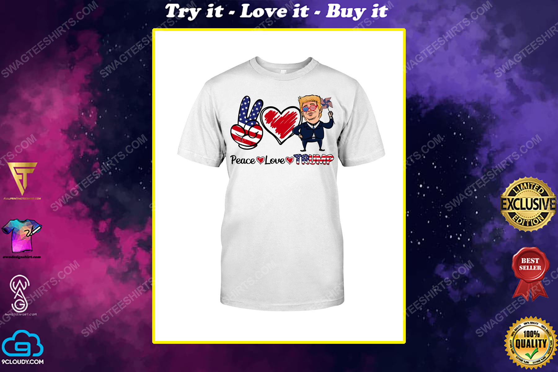 Peace love trump american flag political shirt