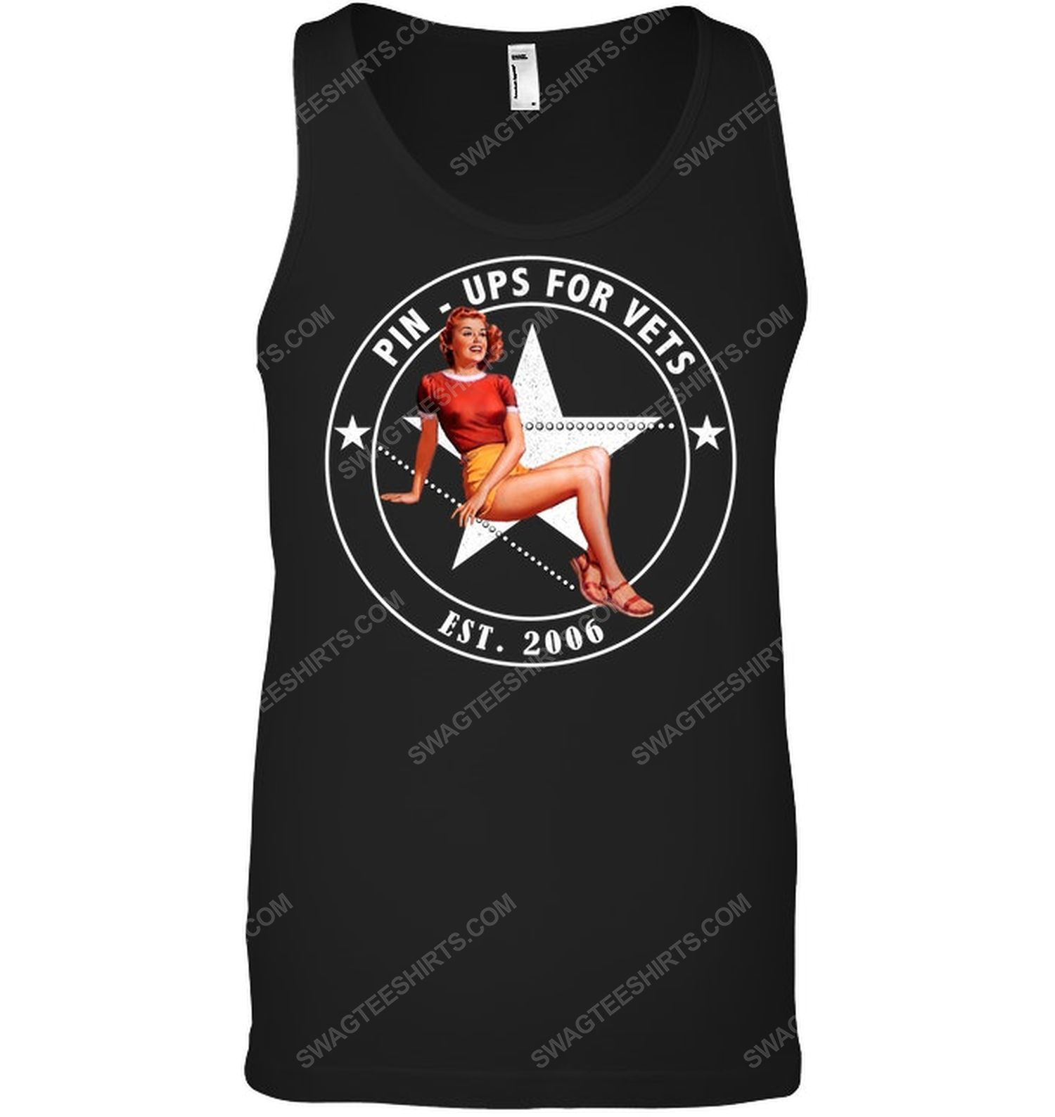 Pin up girl pin ups for vets est 2006 tank top