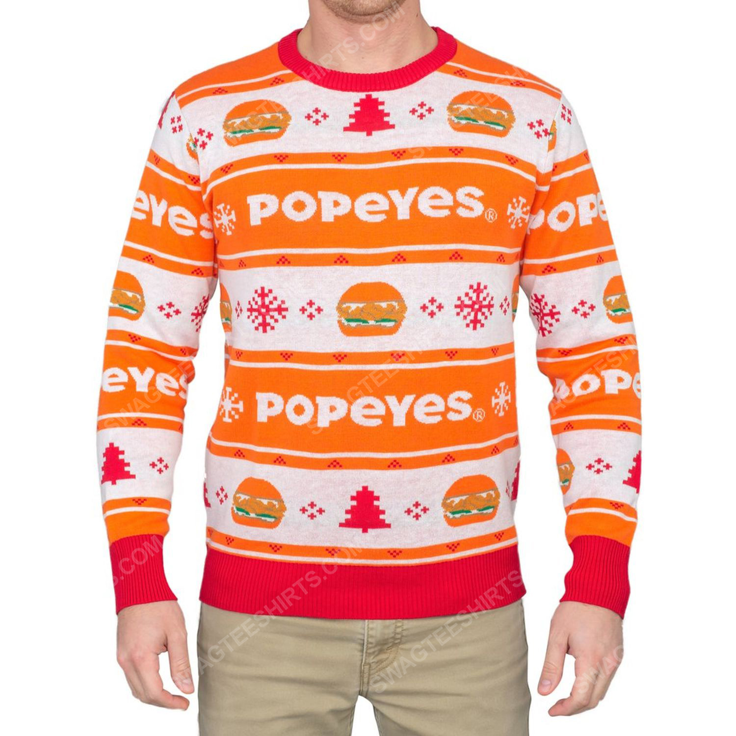 Popeyes burger full print ugly christmas sweater 2