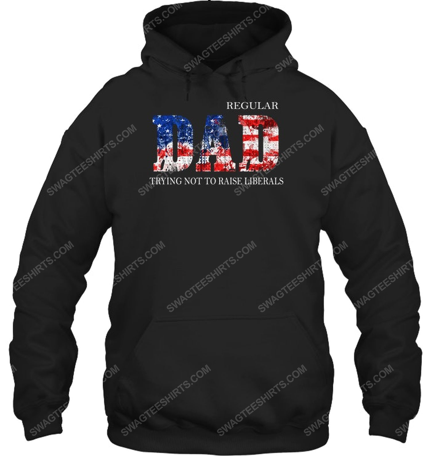 Regular dad trying not to raise liberals american flag political hoodie