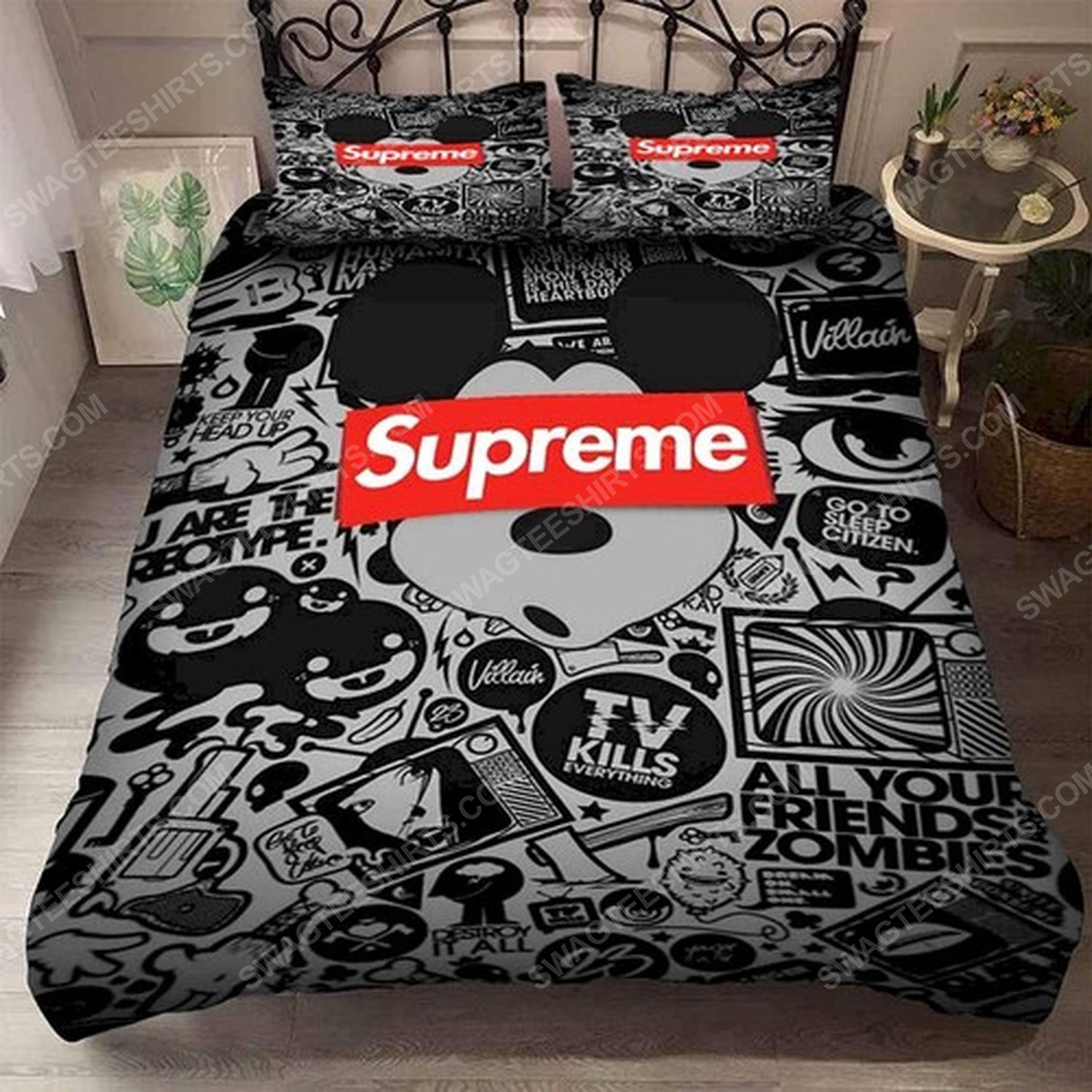 Supreme and mickey mouse full print duvet cover bedding set 2 - Copy