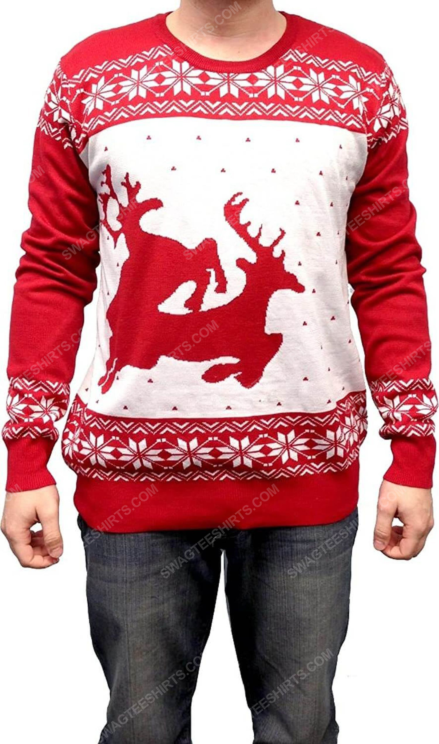 Two big humping reindeer full print ugly christmas sweater 2 - Copy (2)