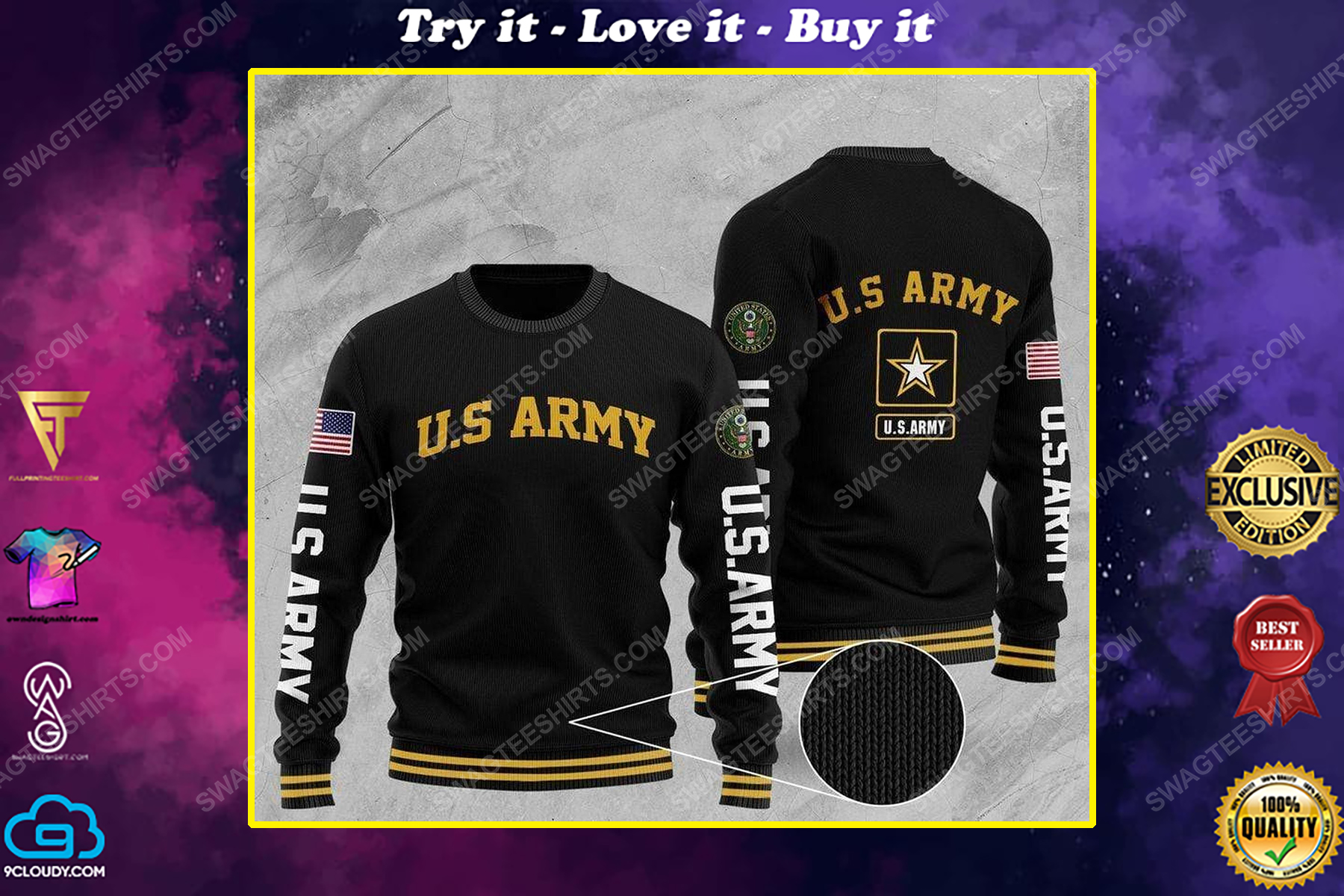 US army all over print ugly christmas sweater