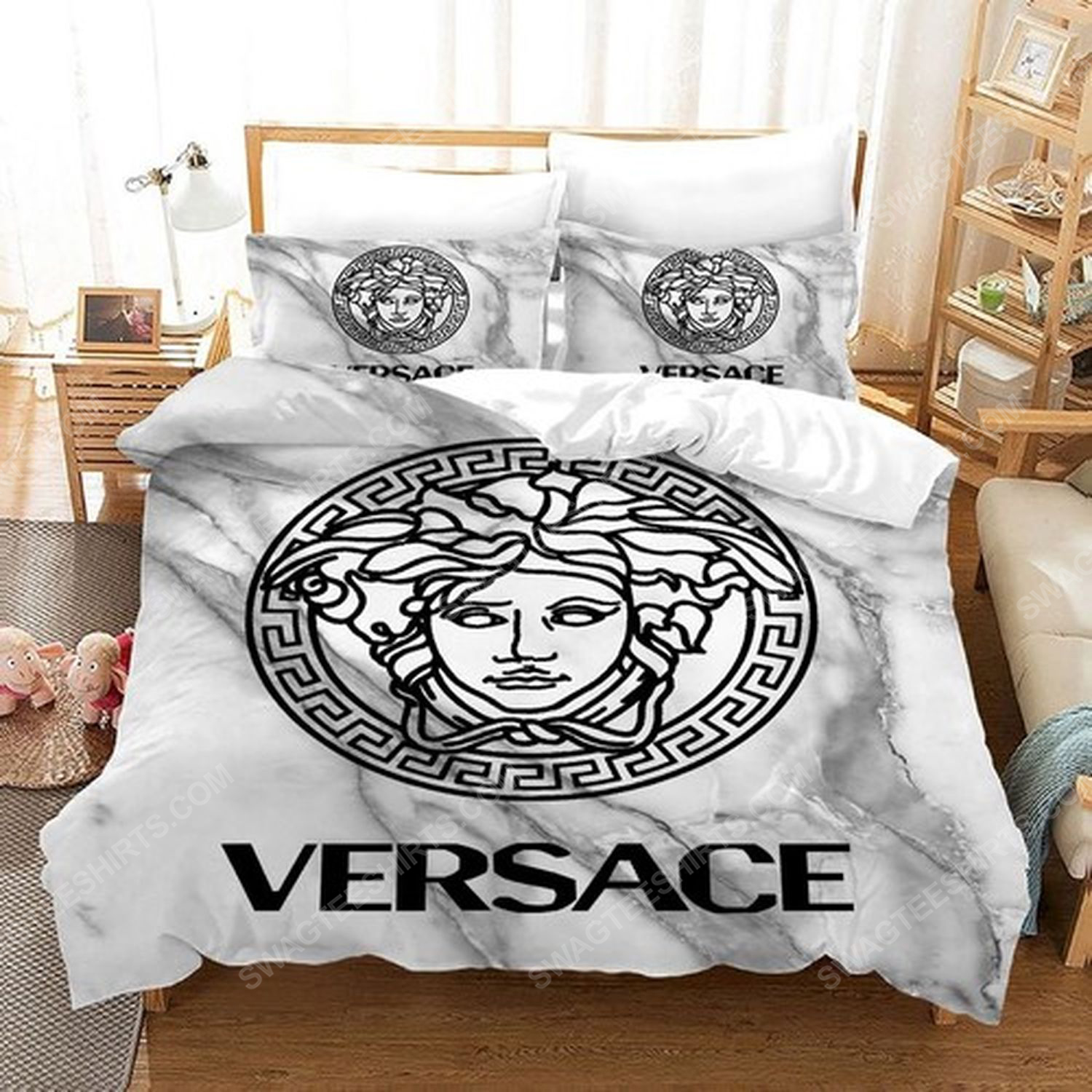 Versace home white version full print duvet cover bedding set 2 - Copy
