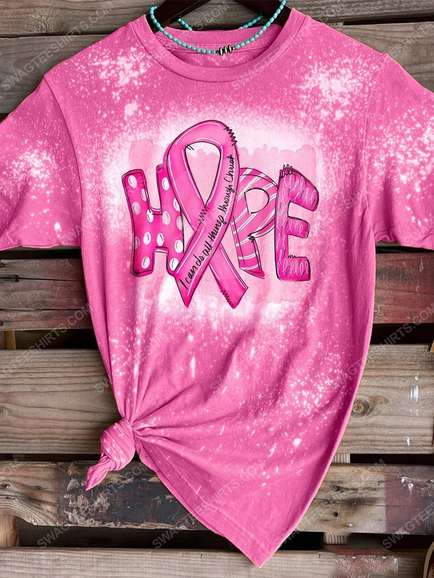 Breast cancer awareness all things through Christ ​bleached shirt 1 - Copy (2)