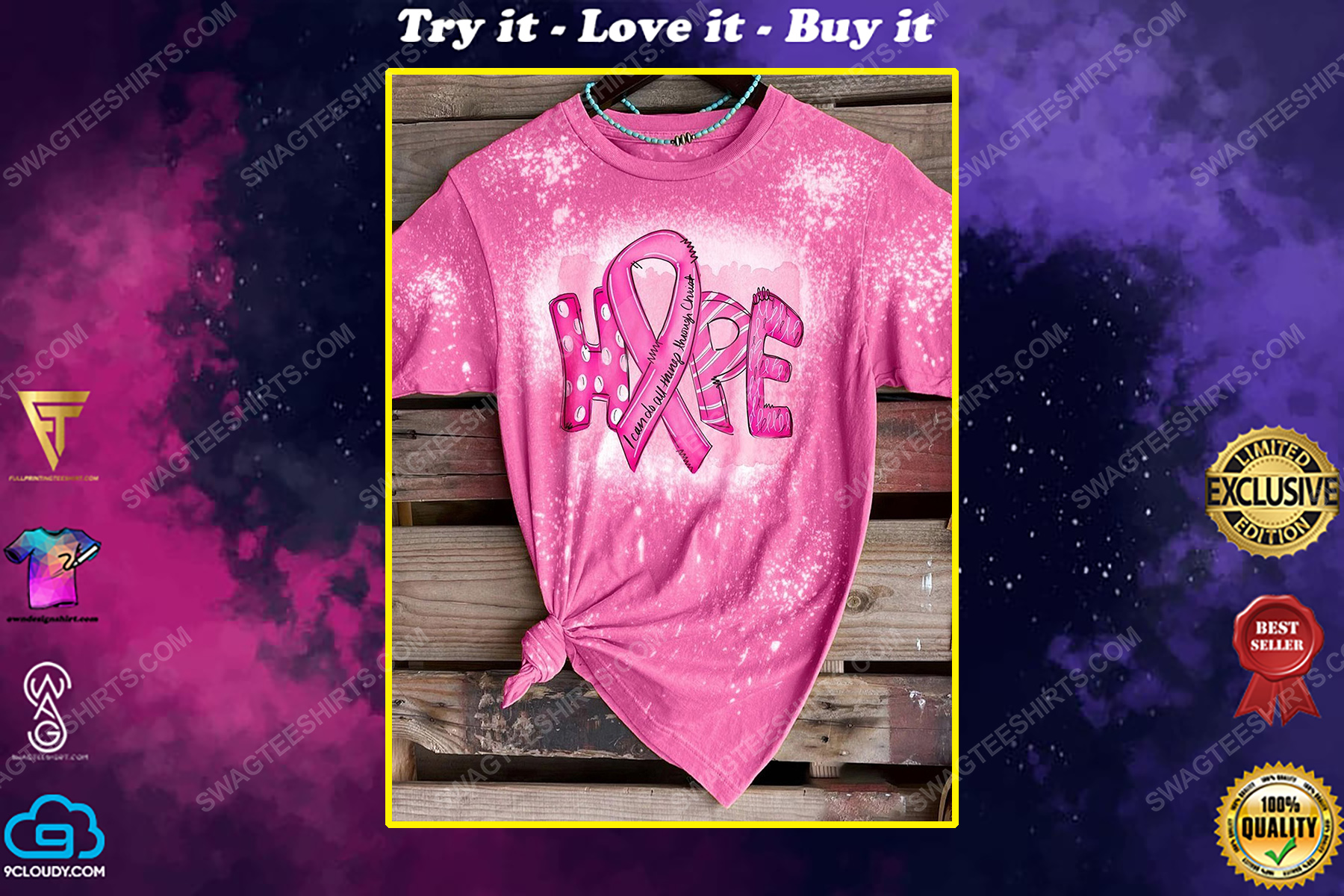 Breast cancer awareness all things through Christ ​bleached shirt