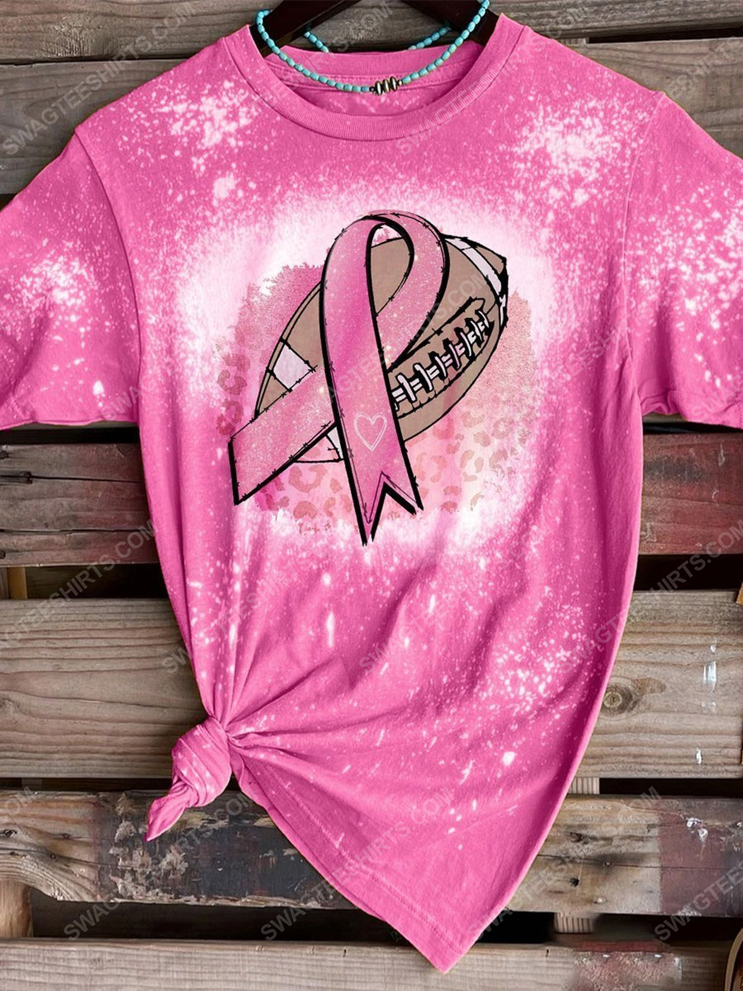 Breast cancer awareness football and ribbons ​​bleached shirt 1 - Copy (2)