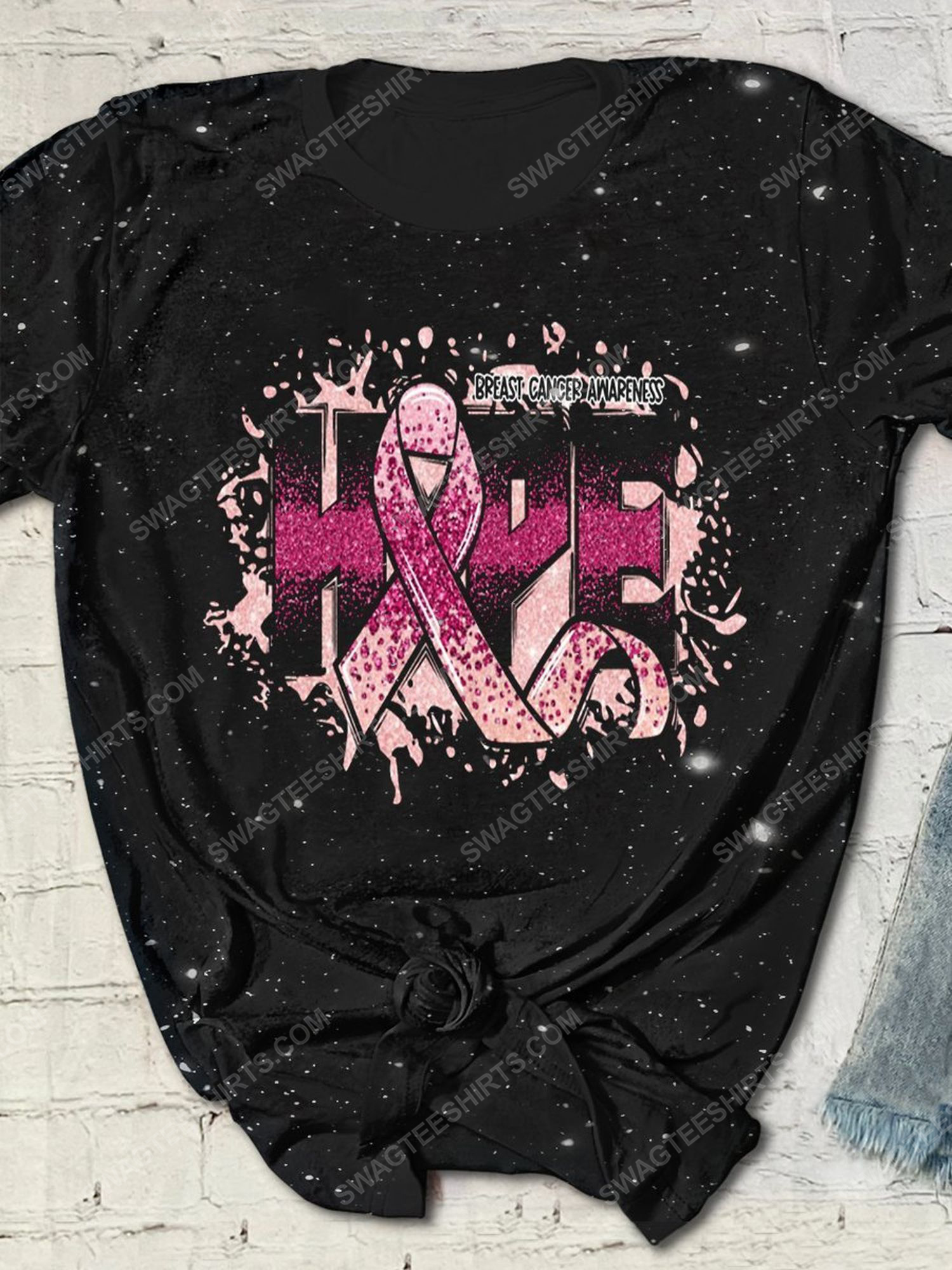 Breast cancer awareness hope bleached shirt 1