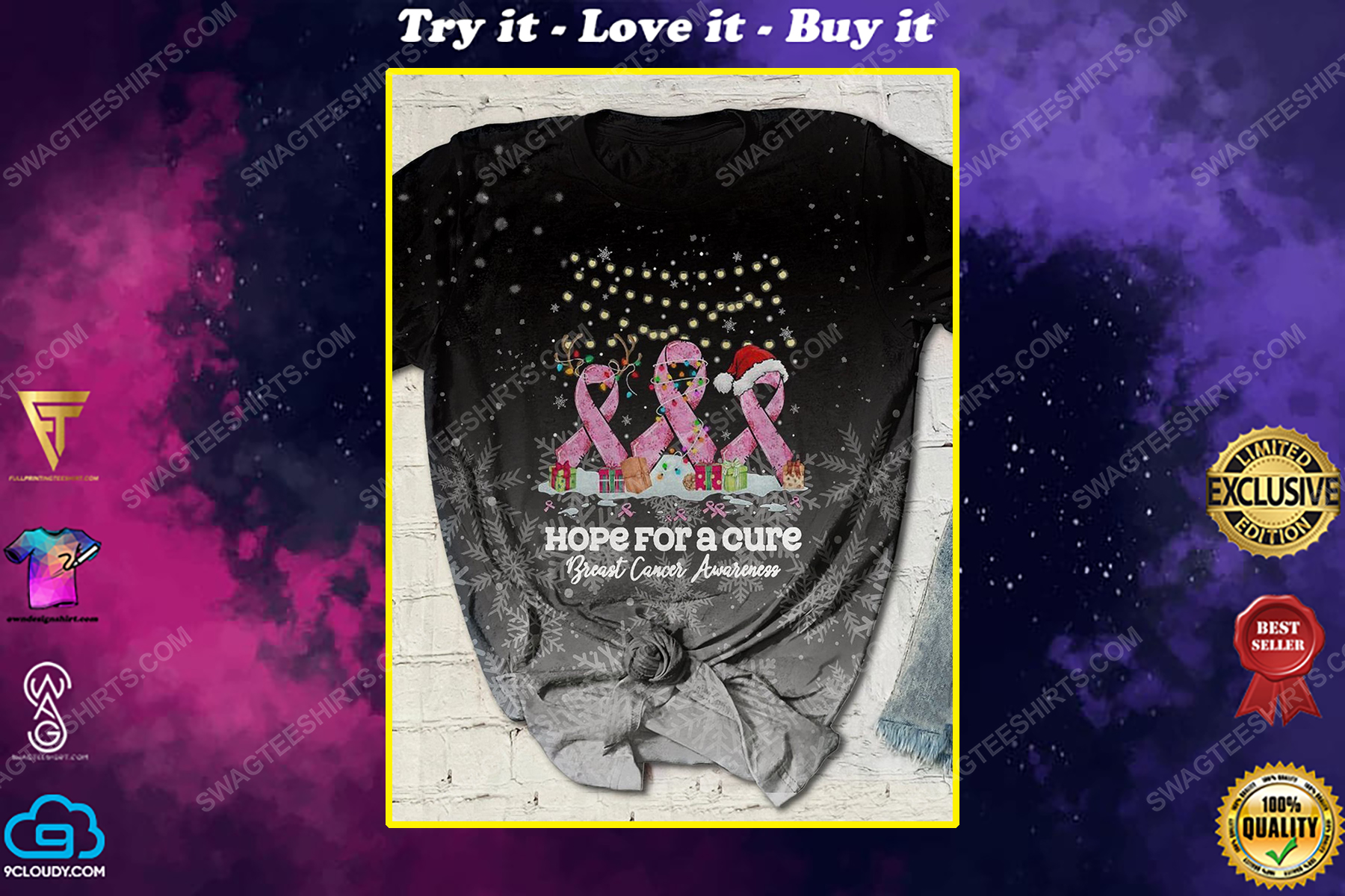 Breast cancer awareness hope for a cure full print shirt