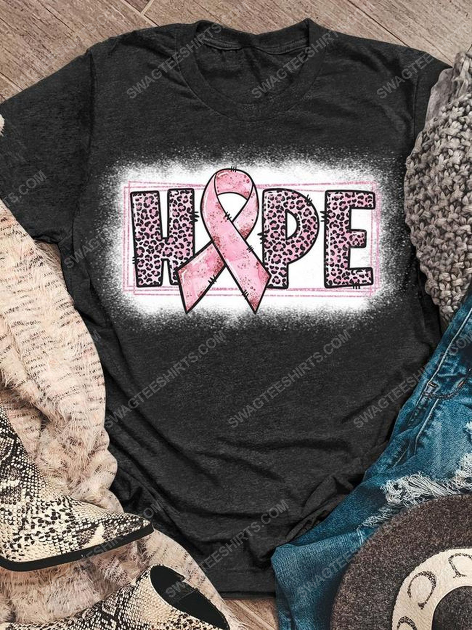 Breast cancer awareness hope leopard shirt 1 - Copy (2)