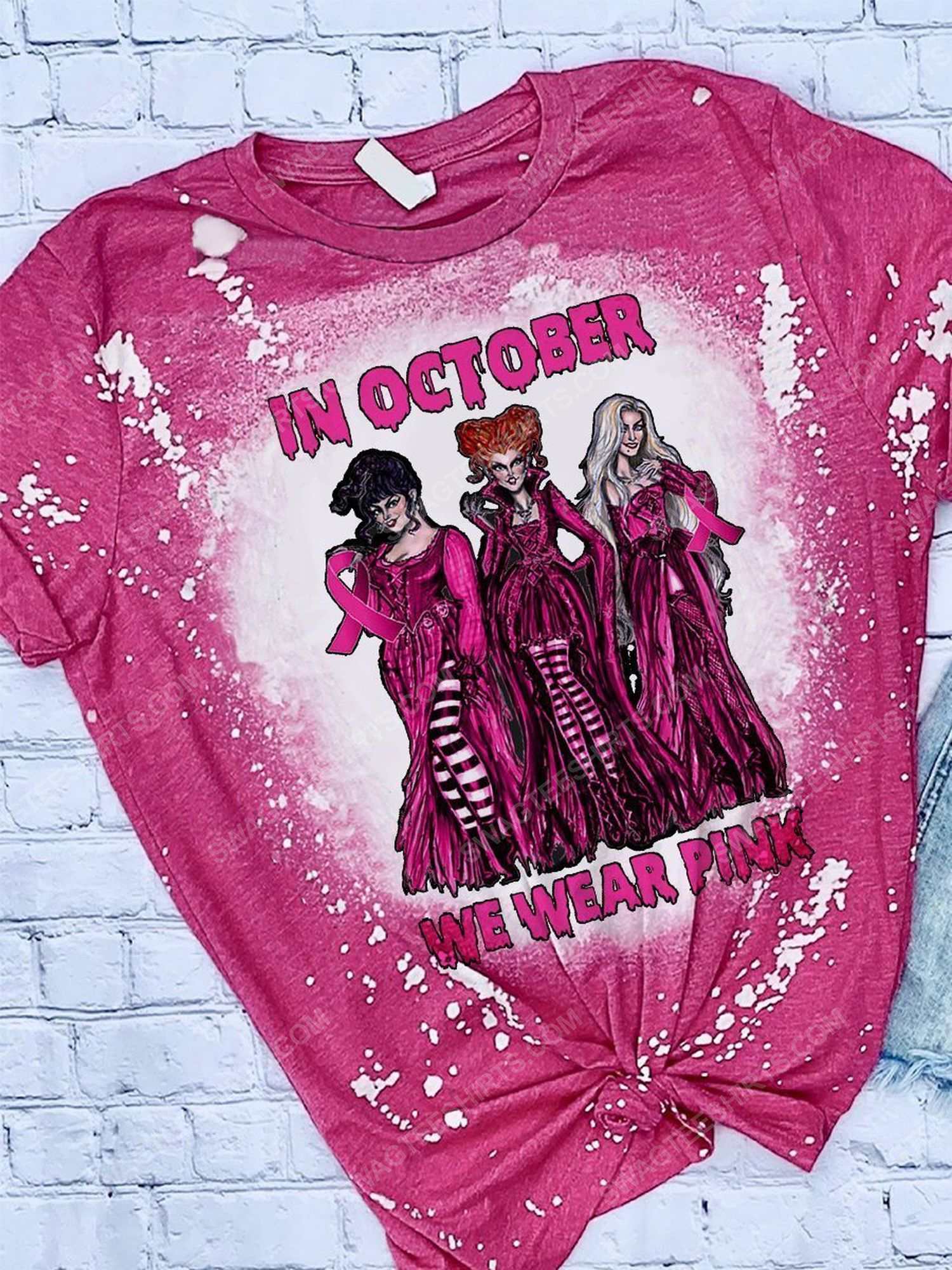 Breast cancer awareness in october we wear pink hocus pocus bleached shirt 1 - Copy