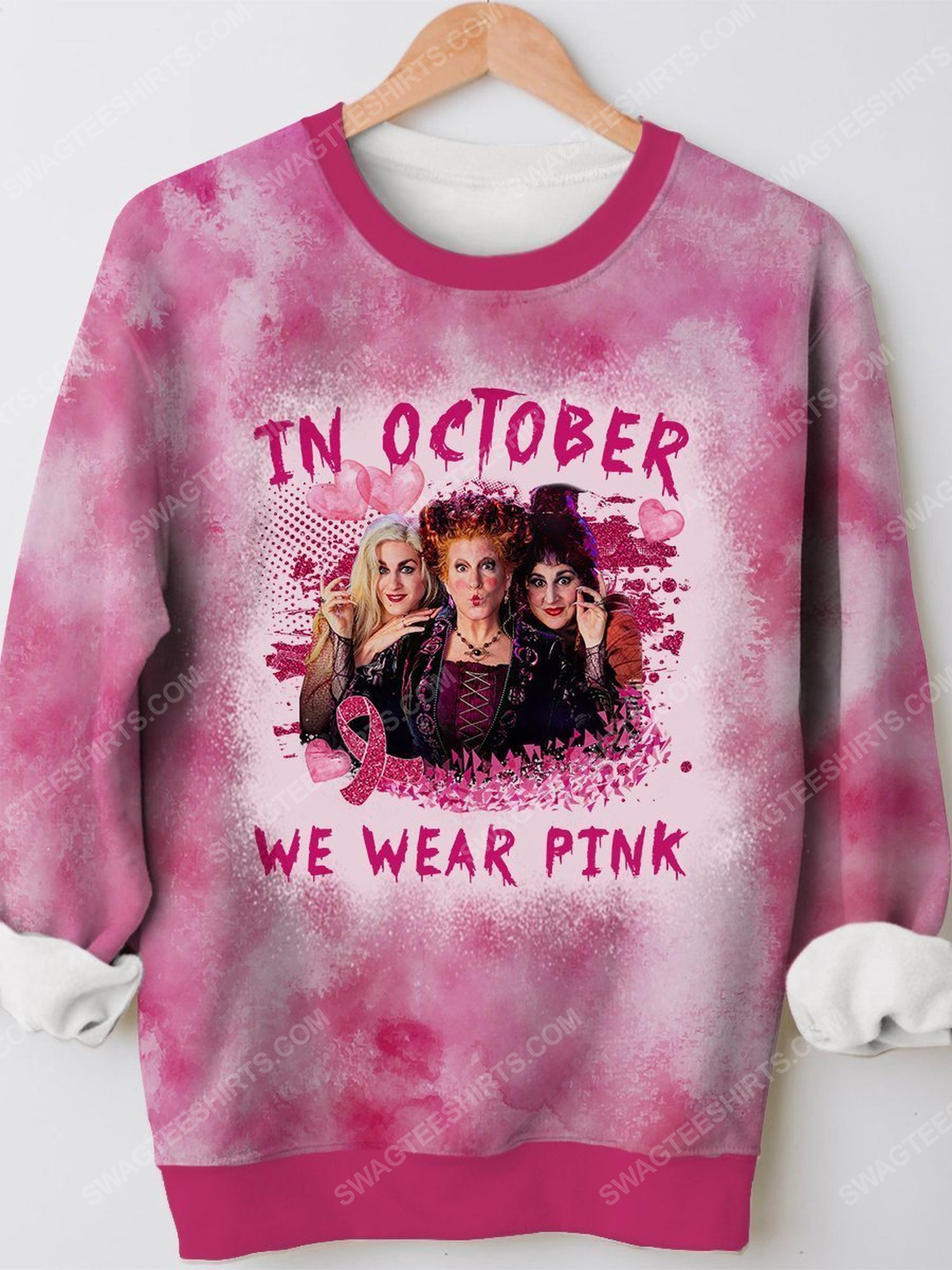 Breast cancer awareness in october we wear pink hocus pocus tie dye shirt 1
