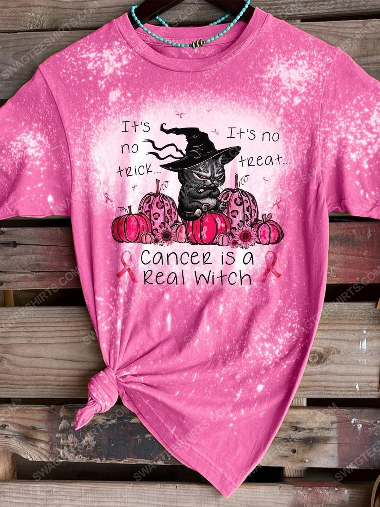 Breast cancer awareness it's no trick it's no treat cancer is a real witch bleached shirt