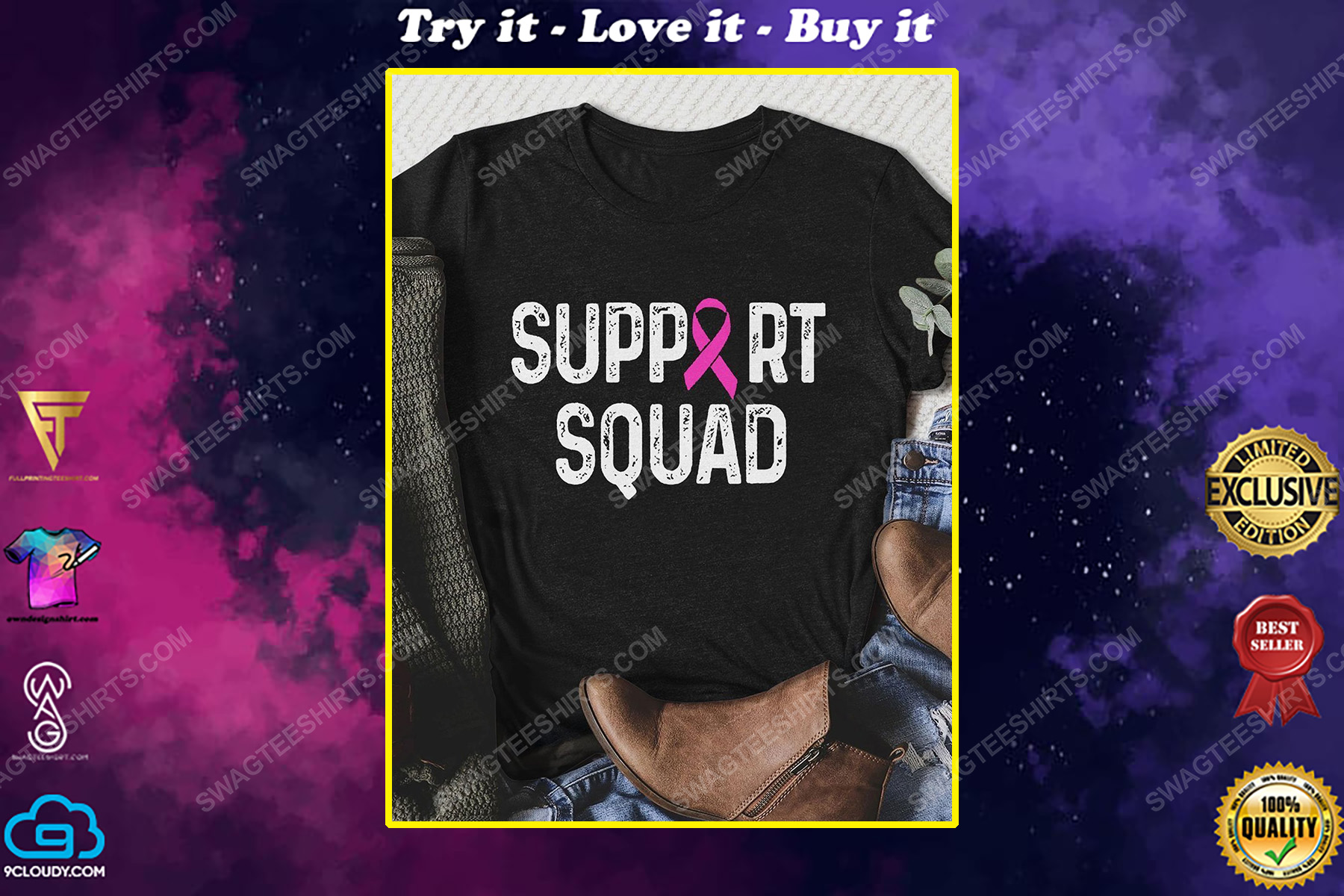 Breast cancer awareness support squad shirt
