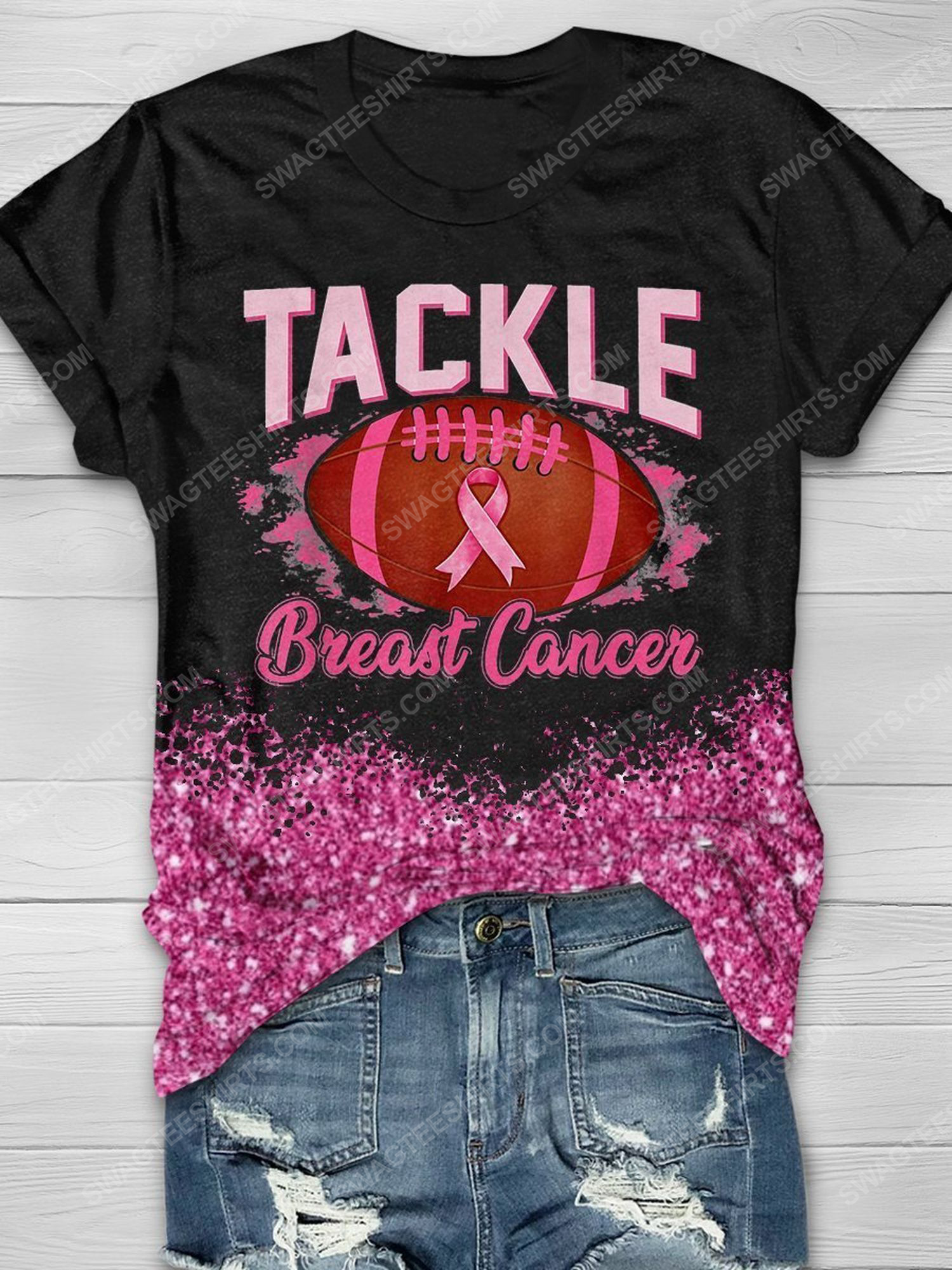 Breast cancer awareness tackle football breast cancer full print shirt 1