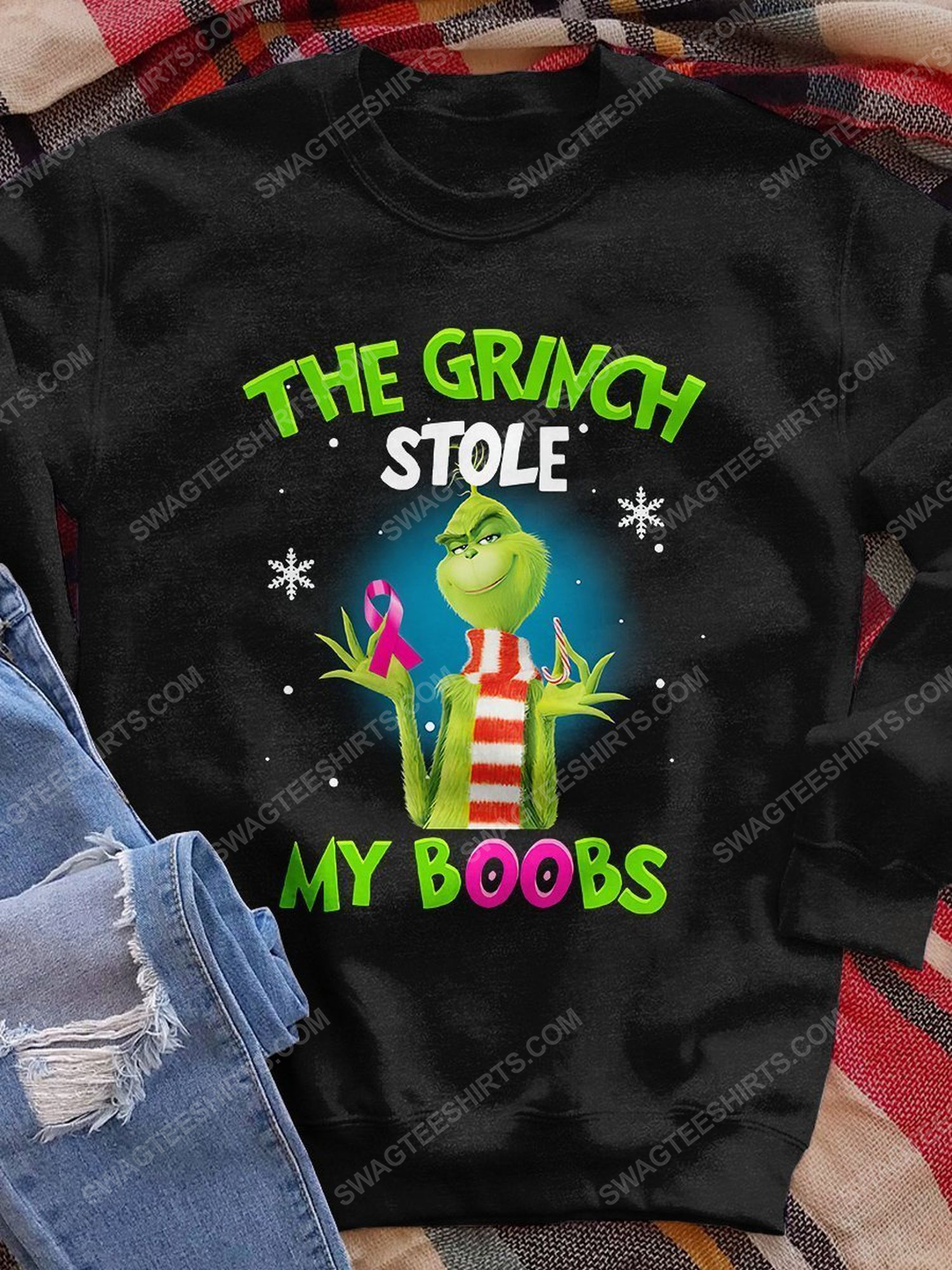 Breast cancer awareness the grinch stole my boobs shirt