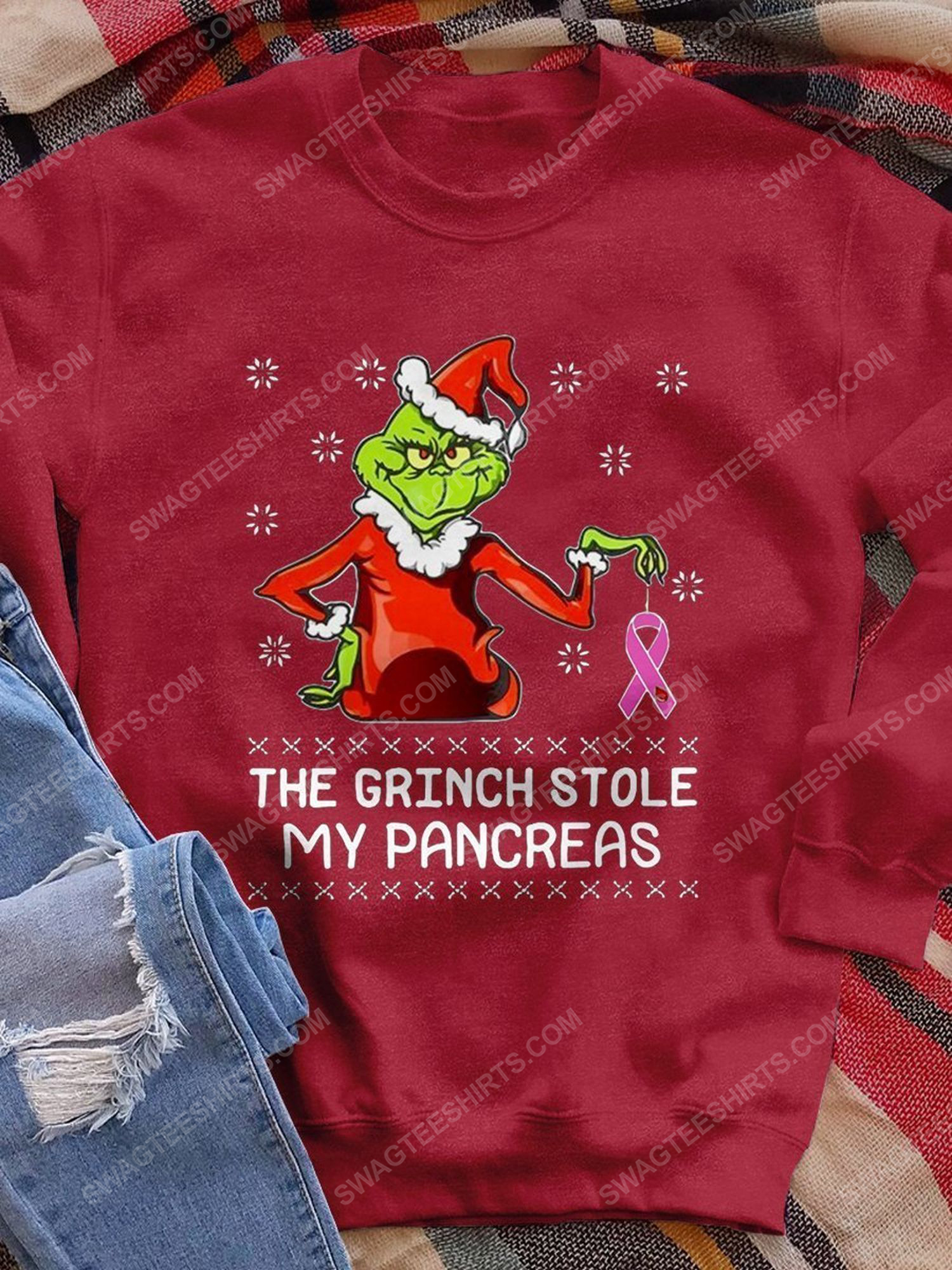 Breast cancer awareness the grinch stole my pancreas shirt
