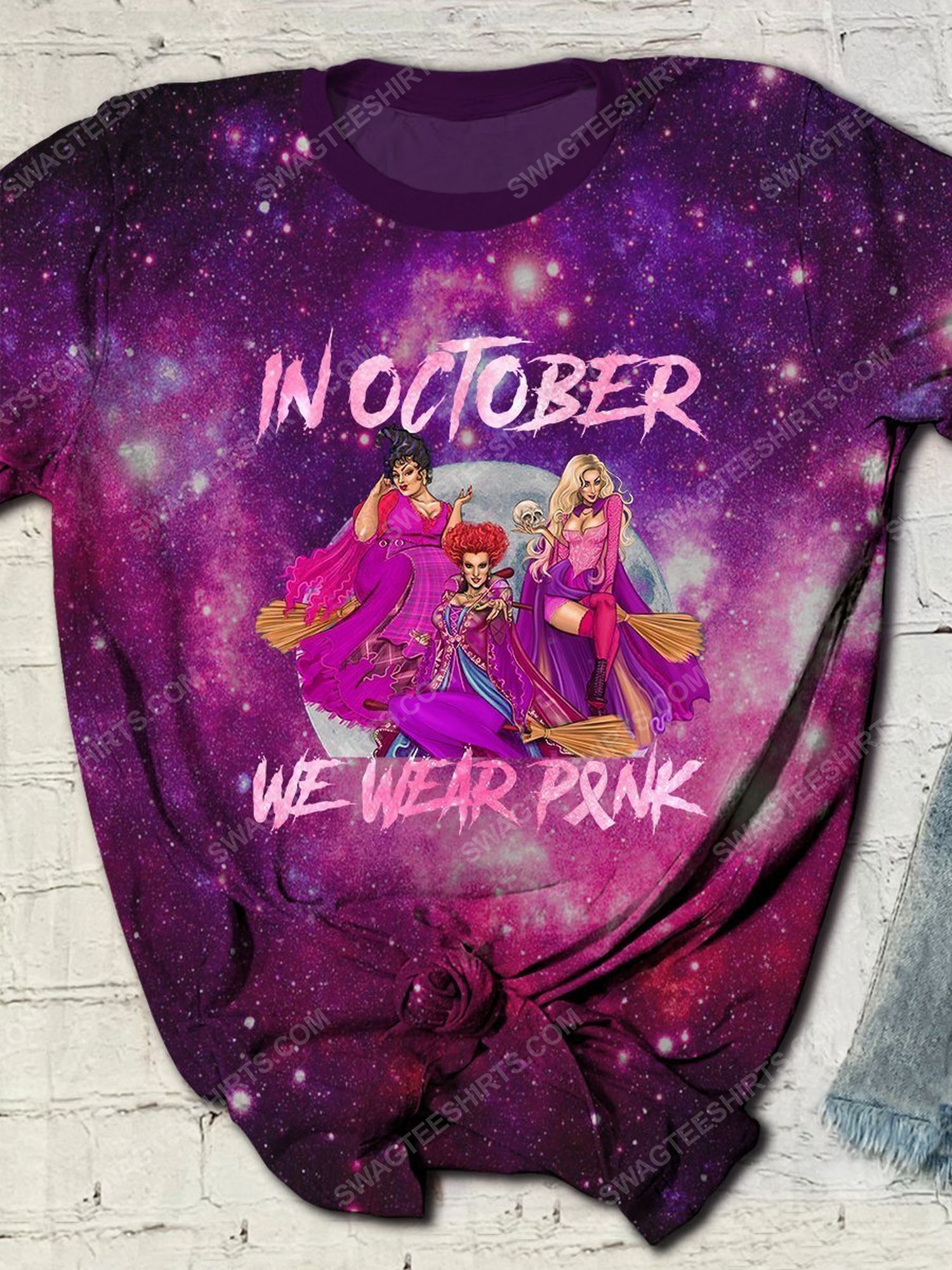 Breast cancer in october we wear pink hocus pocus galaxy full print shirt 1 - Copy (2)