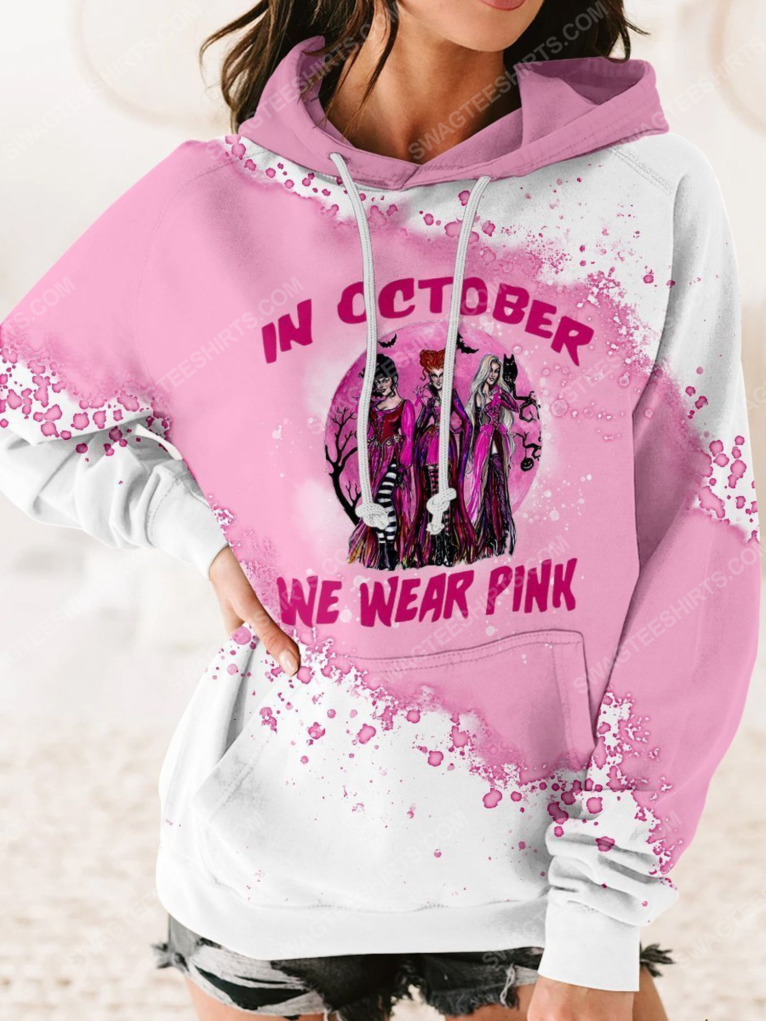 Breast cancer in october we wear pink hocus pocus witch full print shirt 1 - Copy (2)