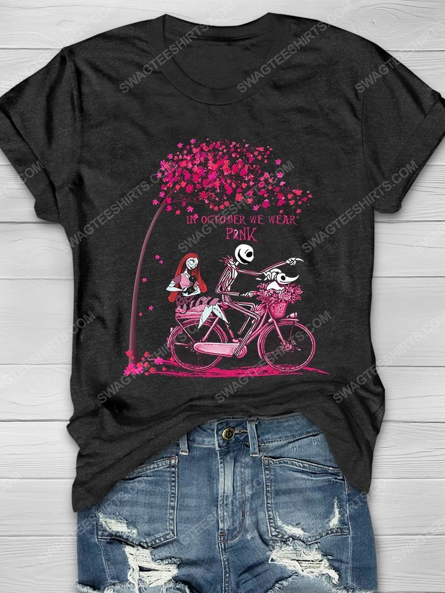 Breast cancer in october we wear pink jack and sally shirt