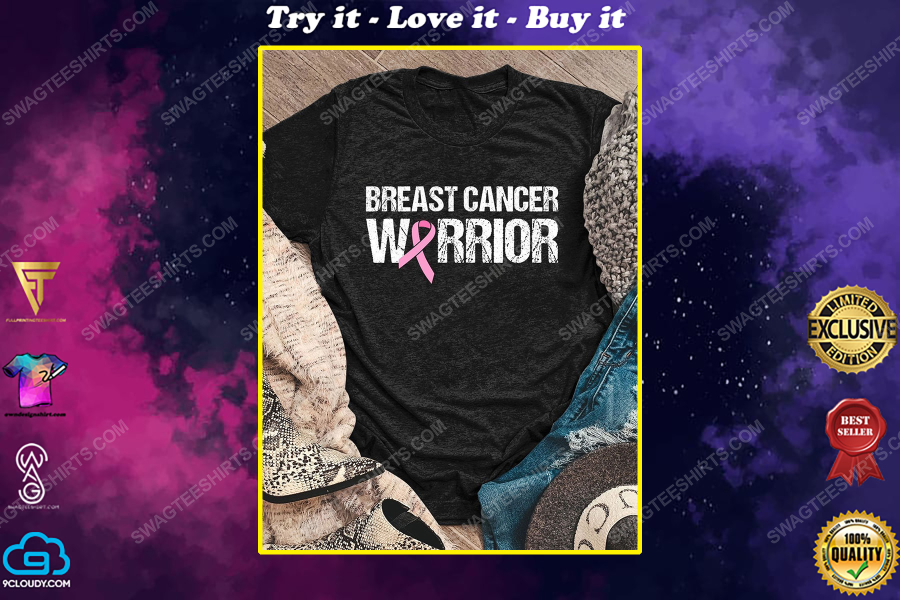 Breast cancer warrior breast cancer ribbon shirt