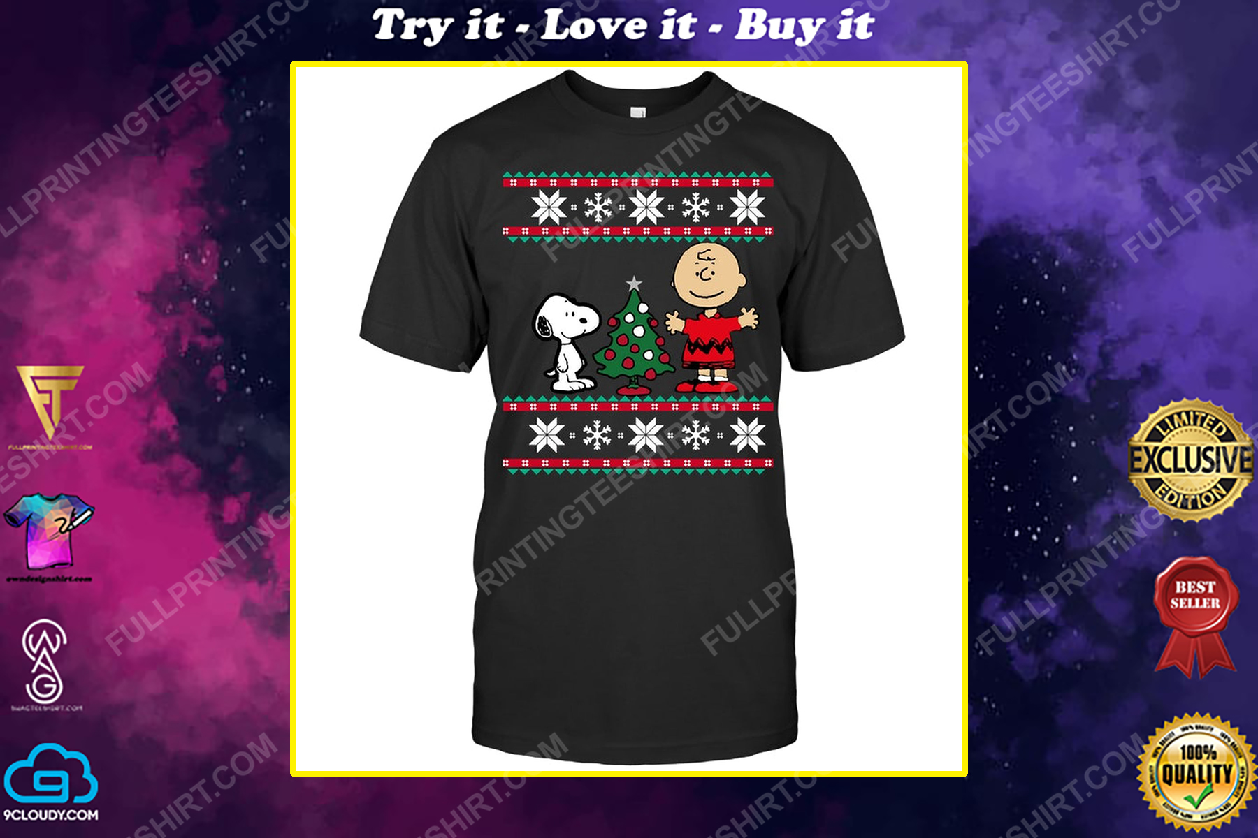 Charlie brown and snoopy with christmas tree shirt
