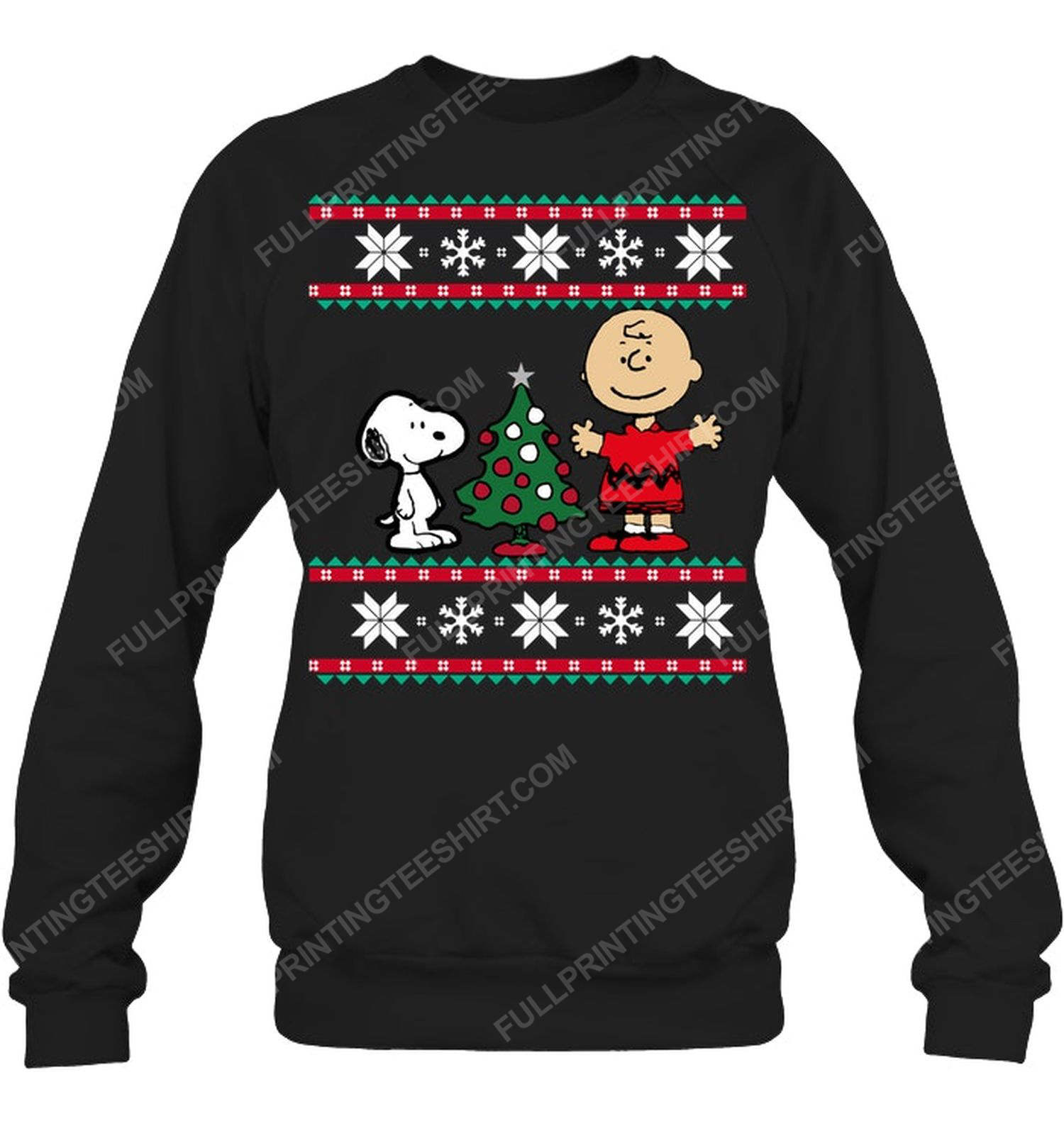 Charlie brown and snoopy with christmas tree sweatshirt