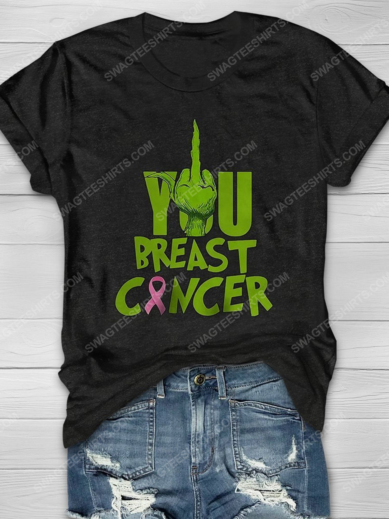 Christmas grinch fuck breast cancer awareness shirt