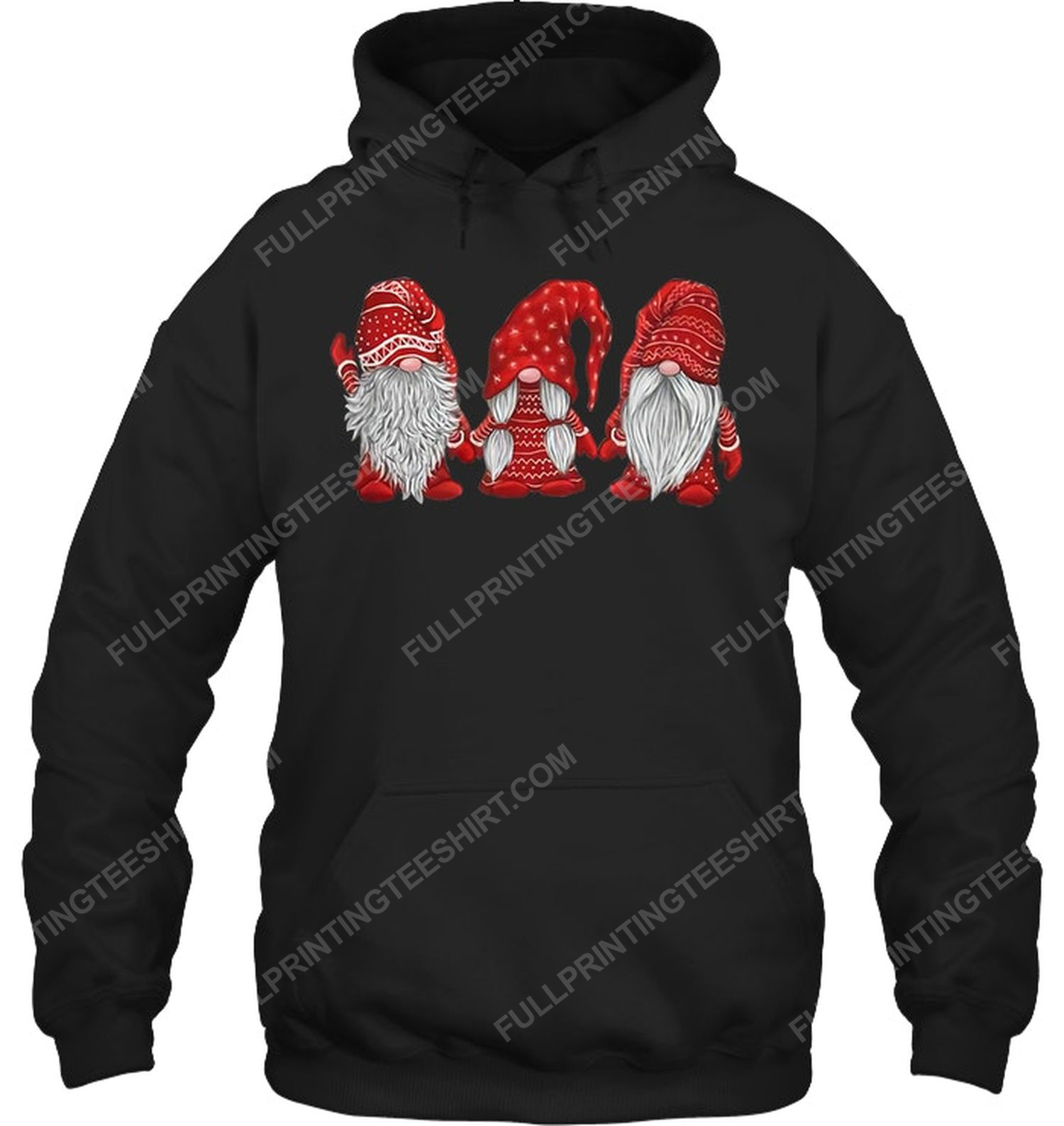 Christmas time red three nordic gnomes hoodie