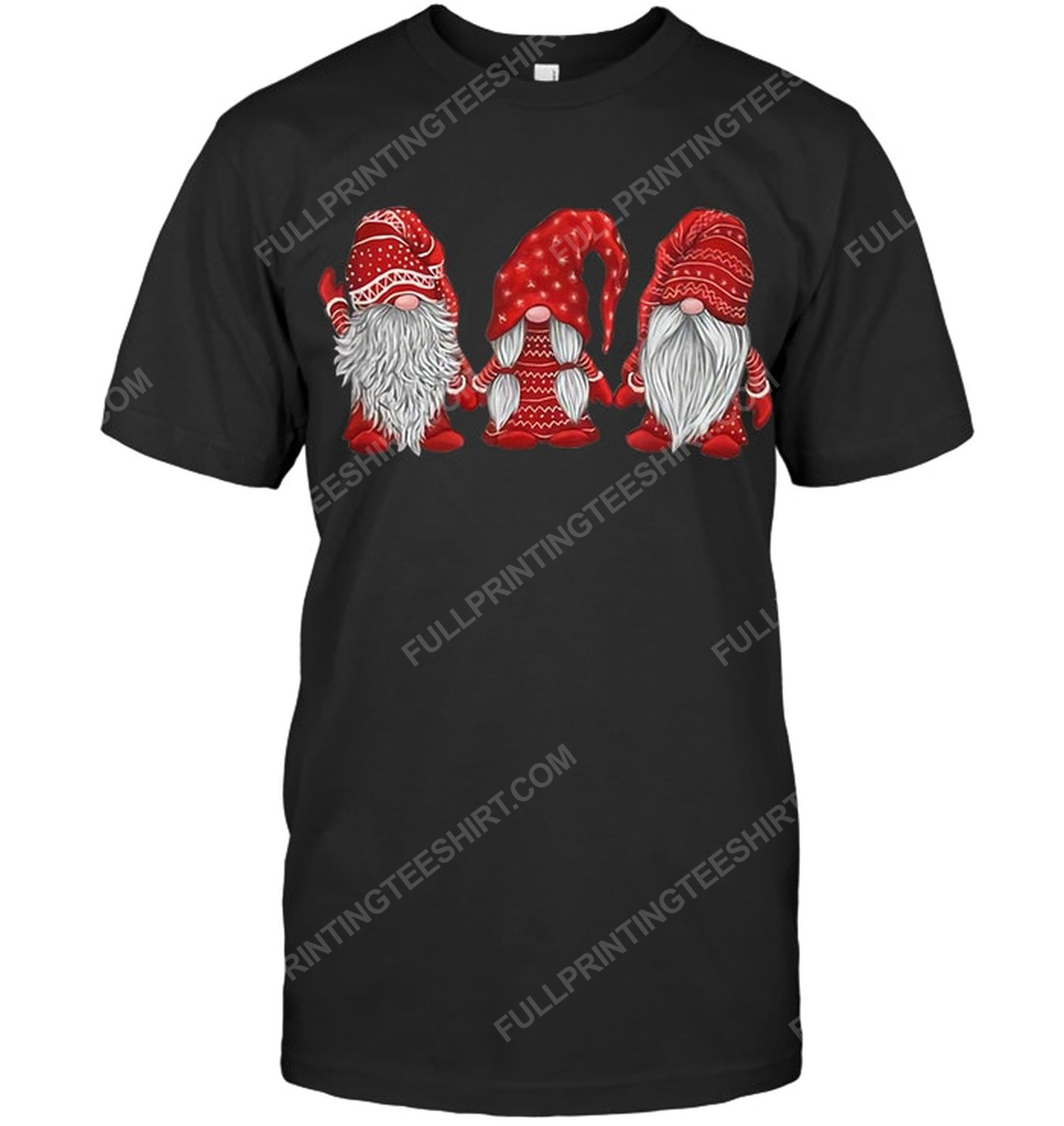 Christmas time red three nordic gnomes tshirt