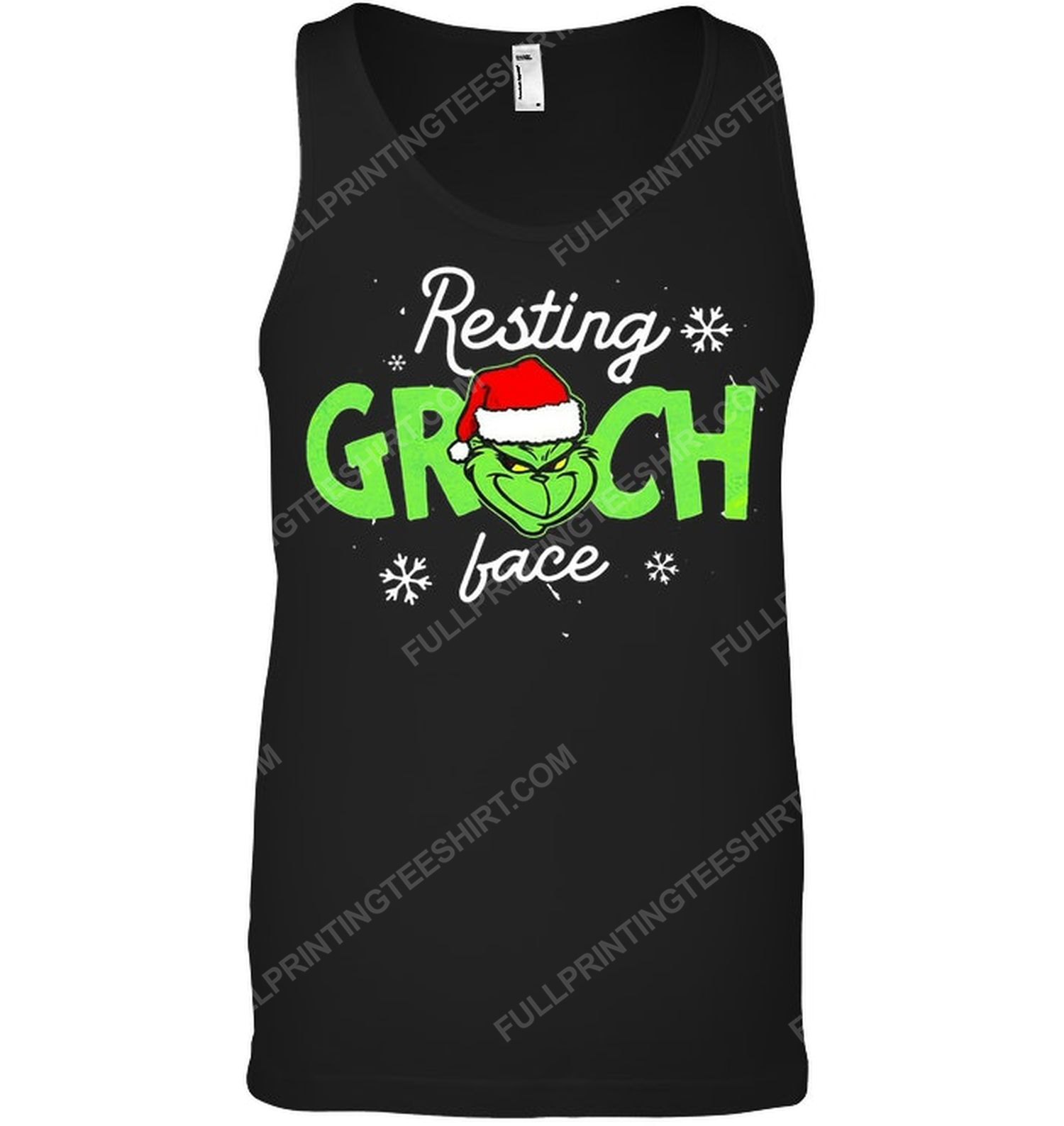 Christmas time resting grinch face tank top