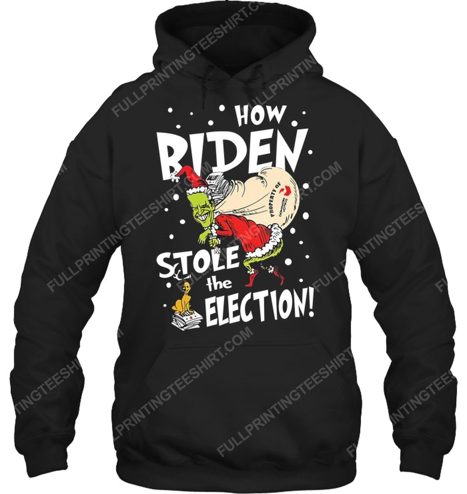 Christmas time santa biden grinch how biden stole the election hoodie