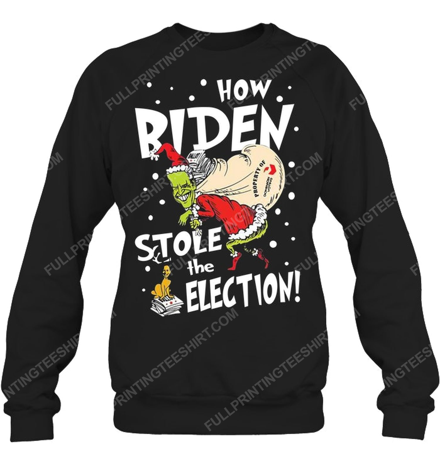 Christmas time santa biden grinch how biden stole the election sweatshirt