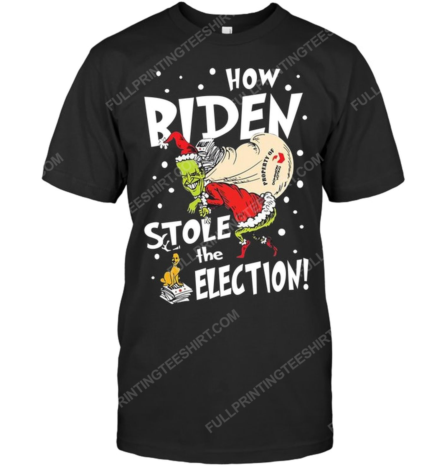 Christmas time santa biden grinch how biden stole the election tshirt