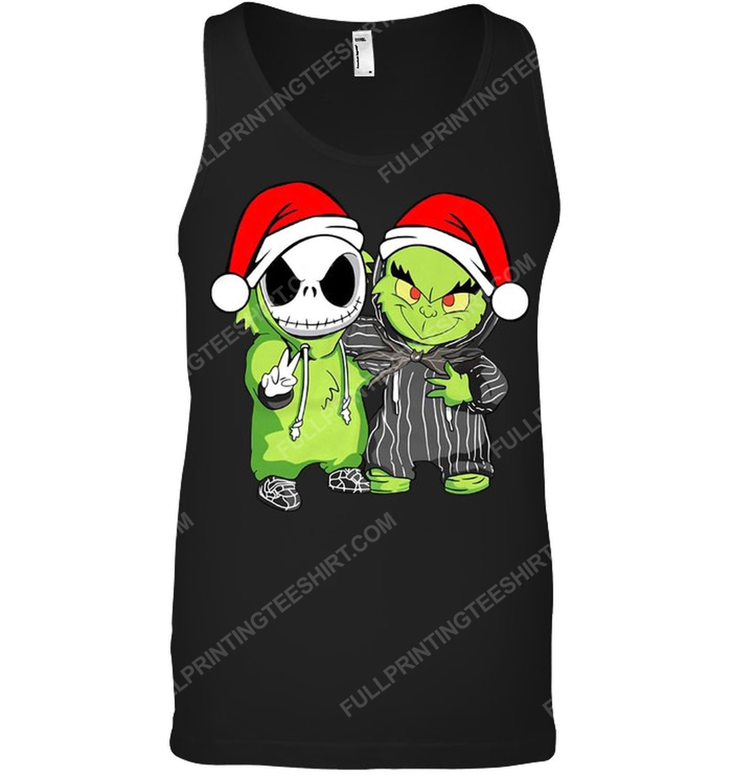 Christmas time the grinch and jack skellington tank top