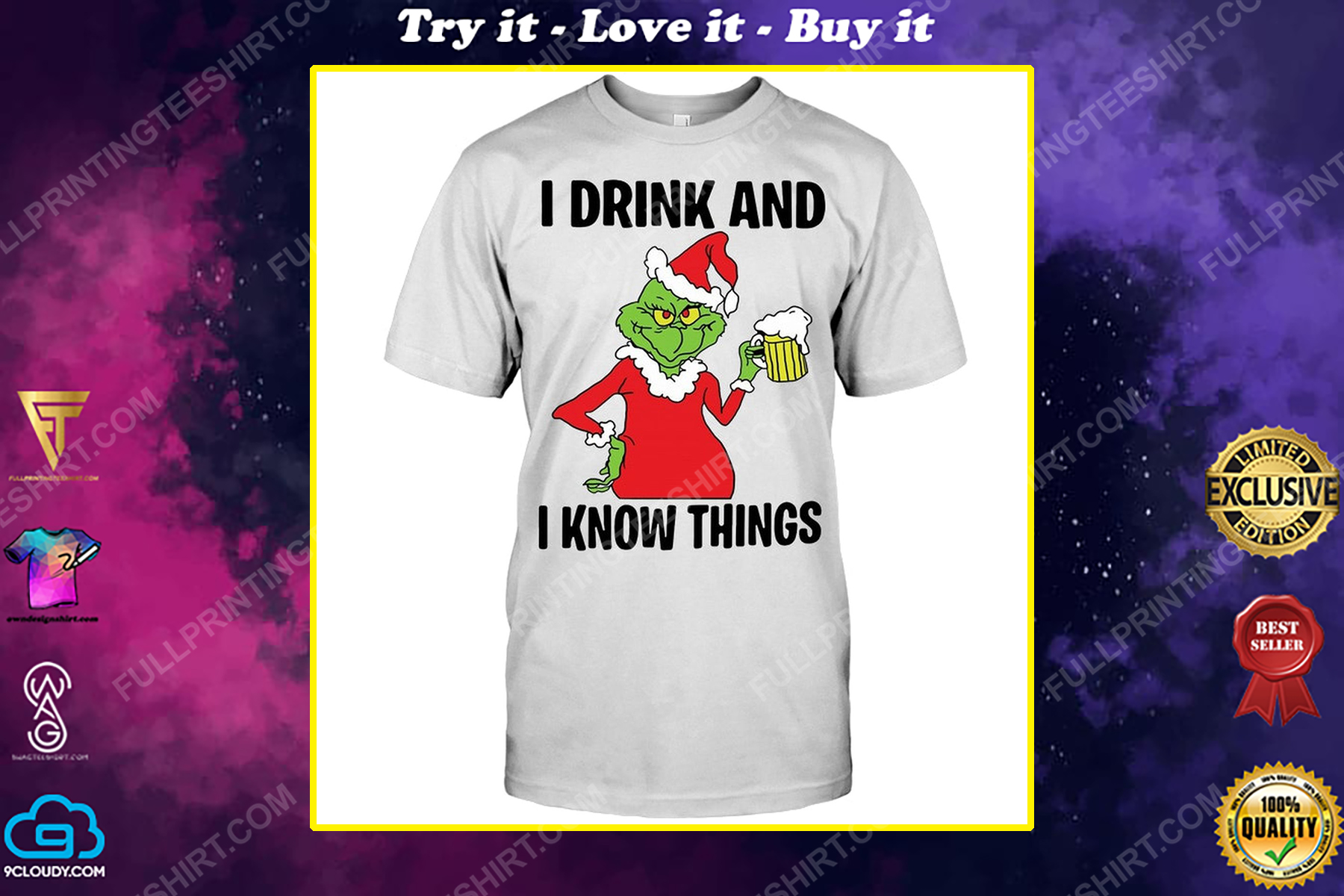 Christmas time the grinch i drink and i know things shirt