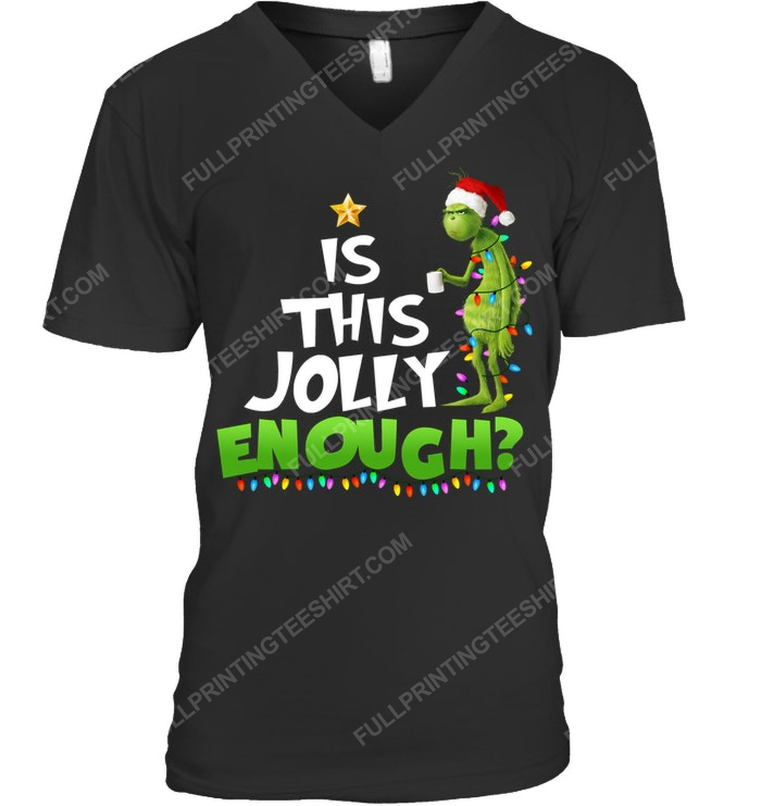 Christmas time the grinch is this jolly enough v-neck
