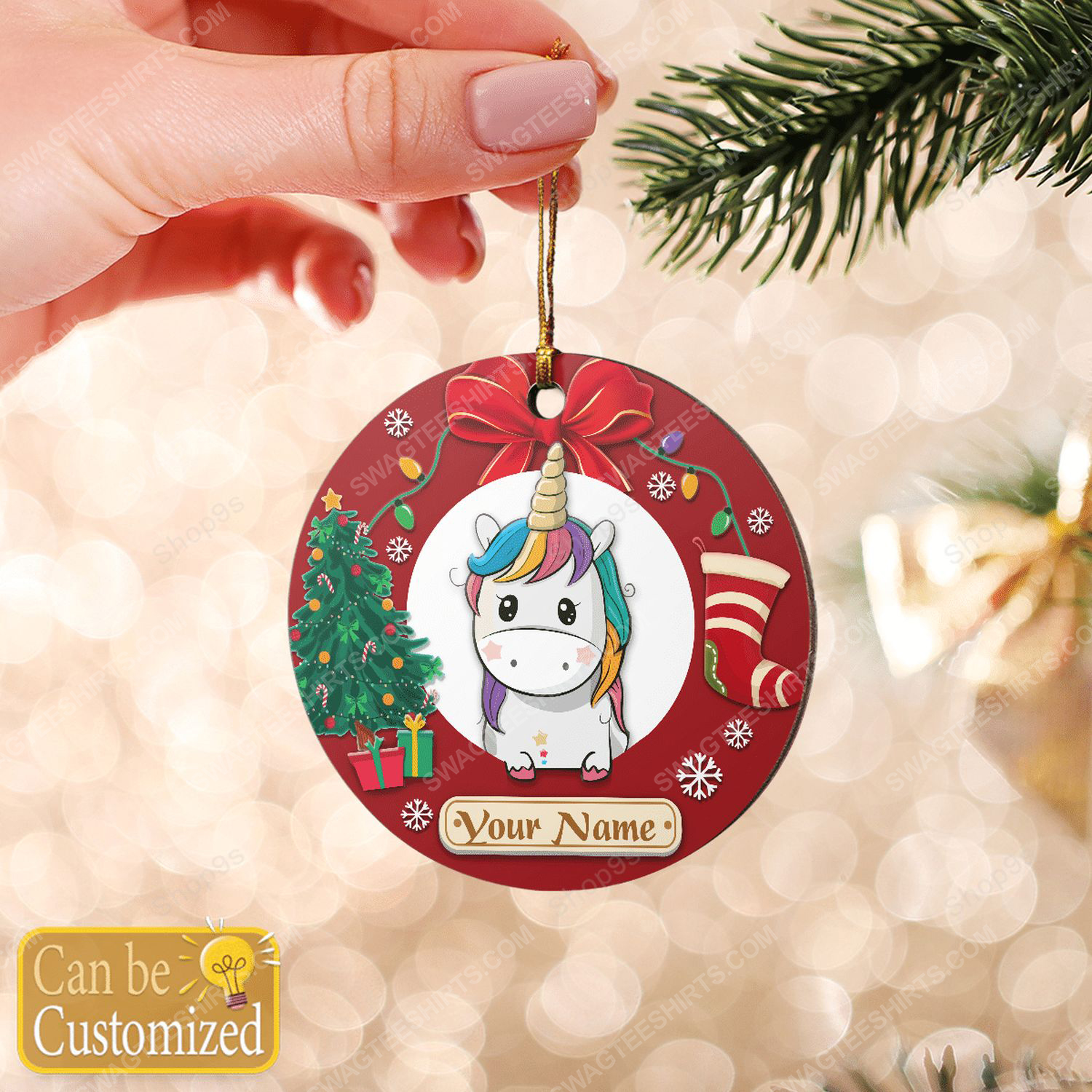 Custom baby unicorn christmas gift ornament 1