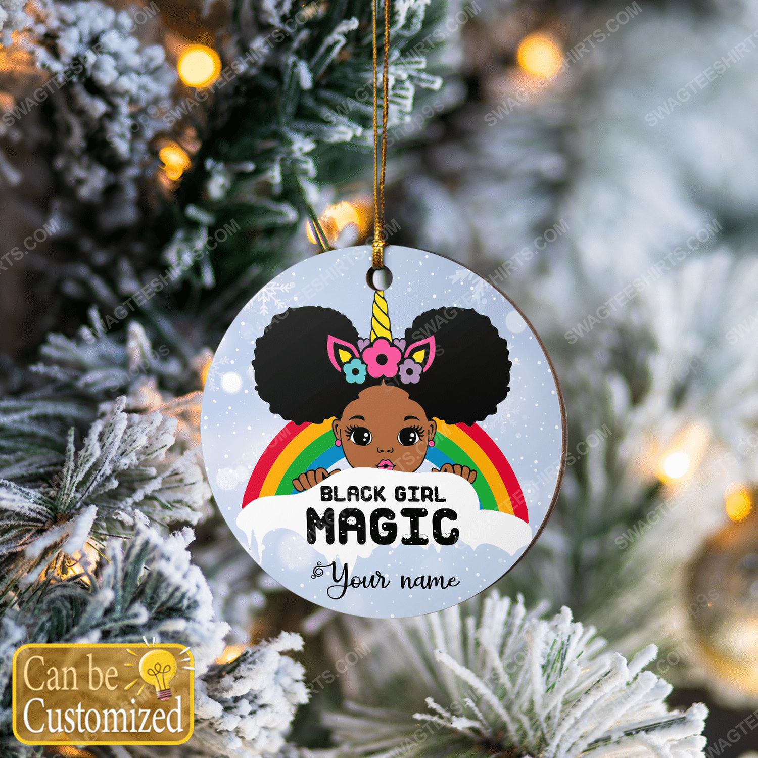 Custom black girl magic christmas gift ornament 1 - Copy