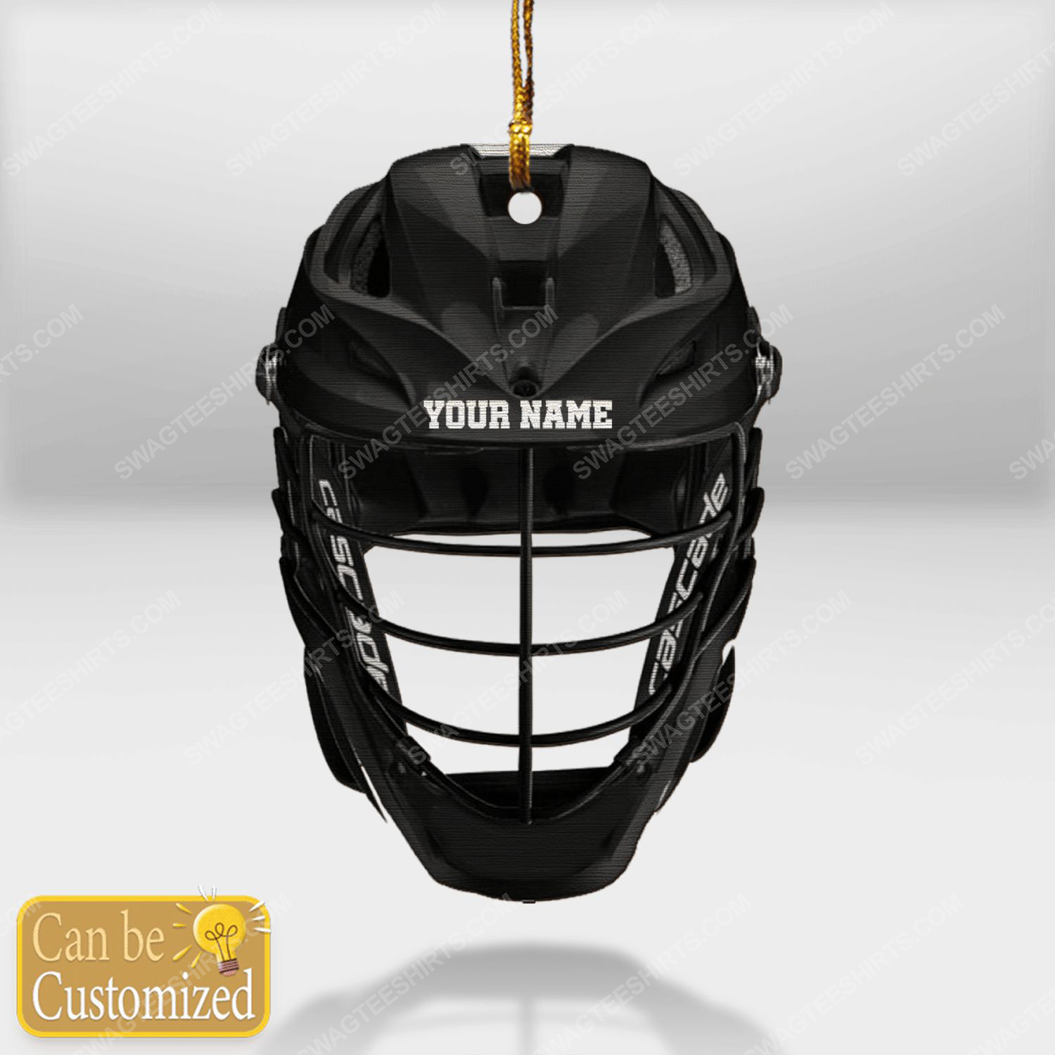 Custom lacrosse helmet black mask christmas gift ornament 1